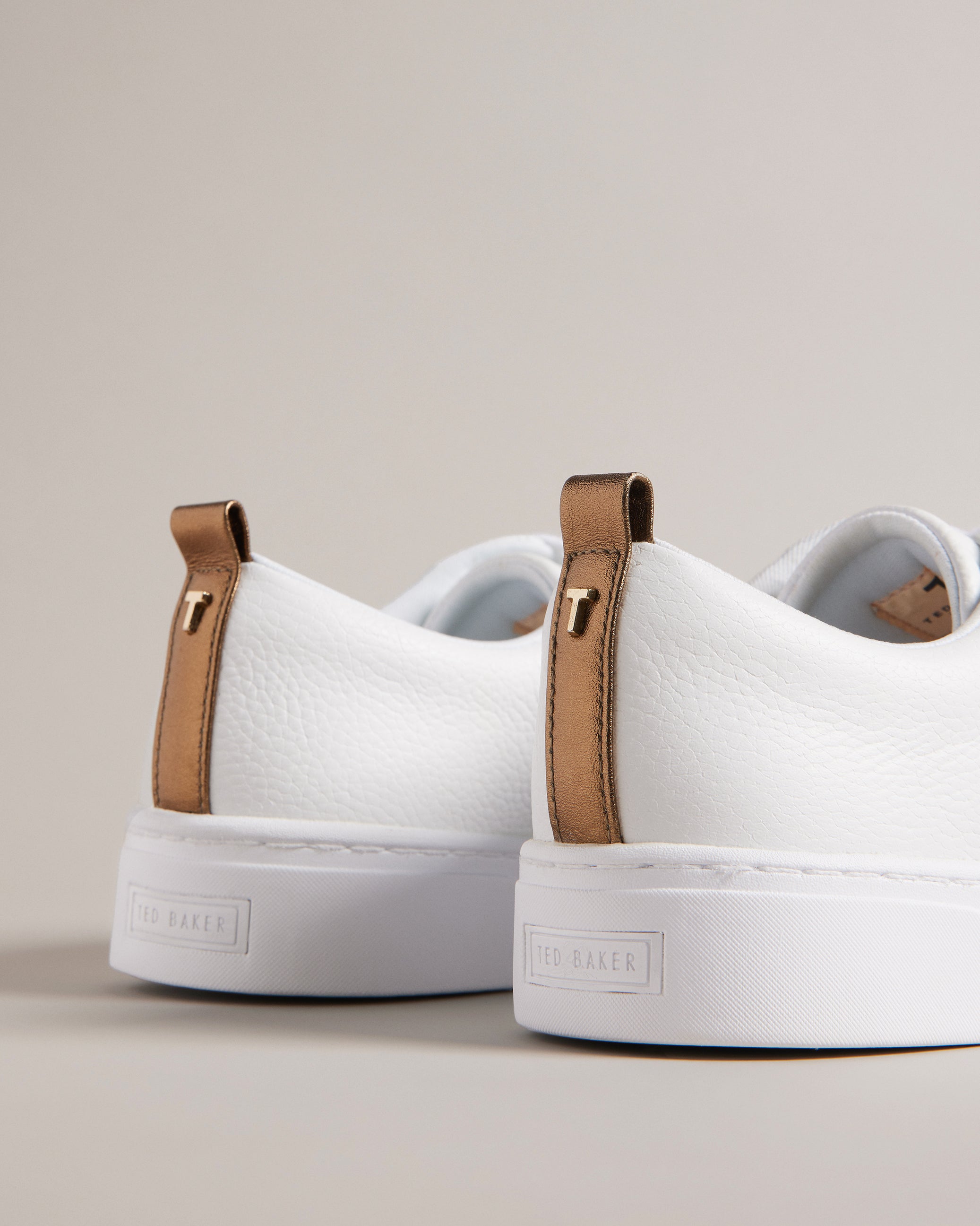 Shoes Ted Baker Ladies Trainers Shop Baily Leather Metallic Detail