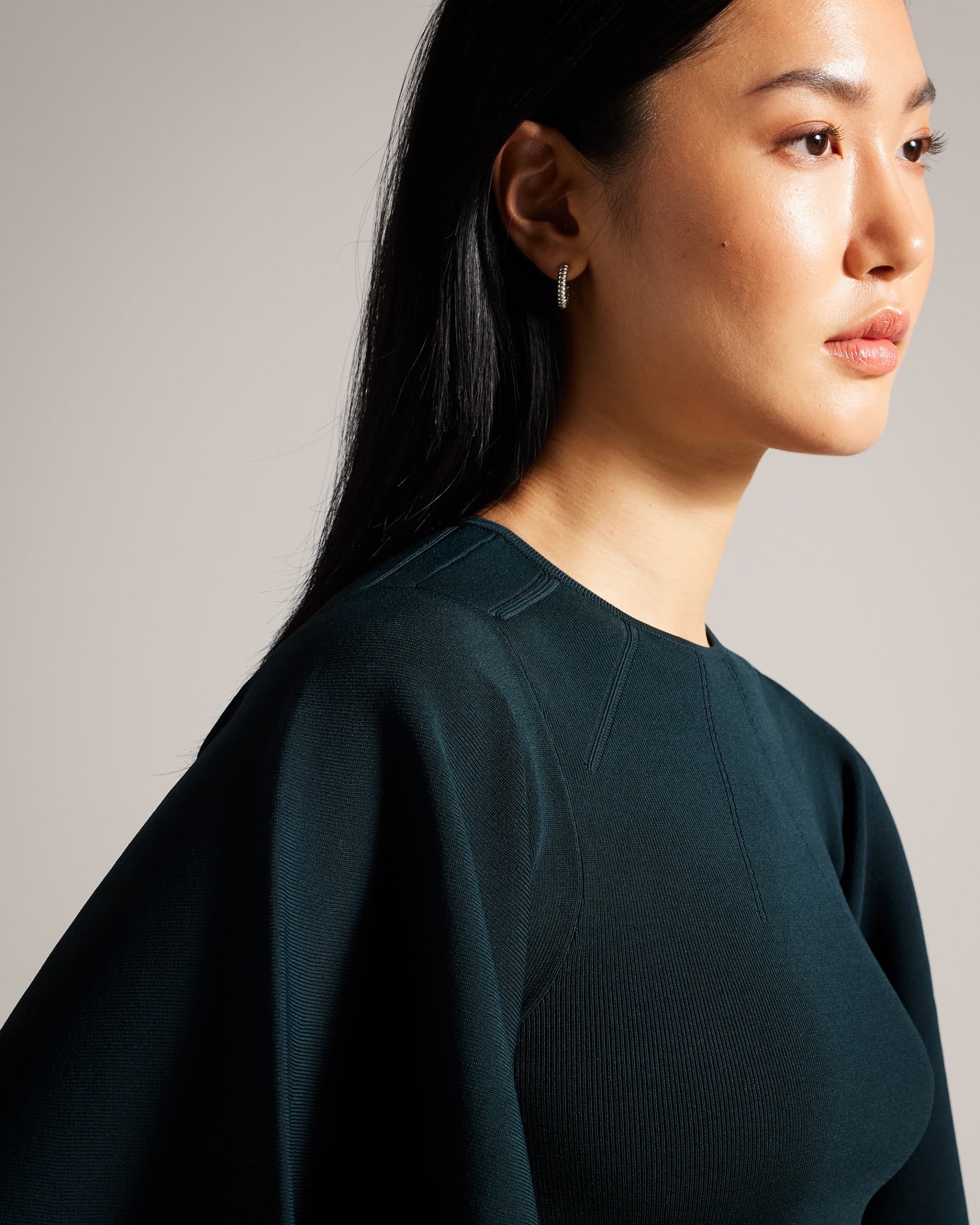 Shop Lounia Fluted Sleeve Knitted Bodycon Midi Dress Dk-Green for Women Online | Ted Baker Kuwait Shop Lounia Fluted Sleeve Knitted Bodycon Midi Dress Dk-Green for Women Online | Ted Baker Kuwait