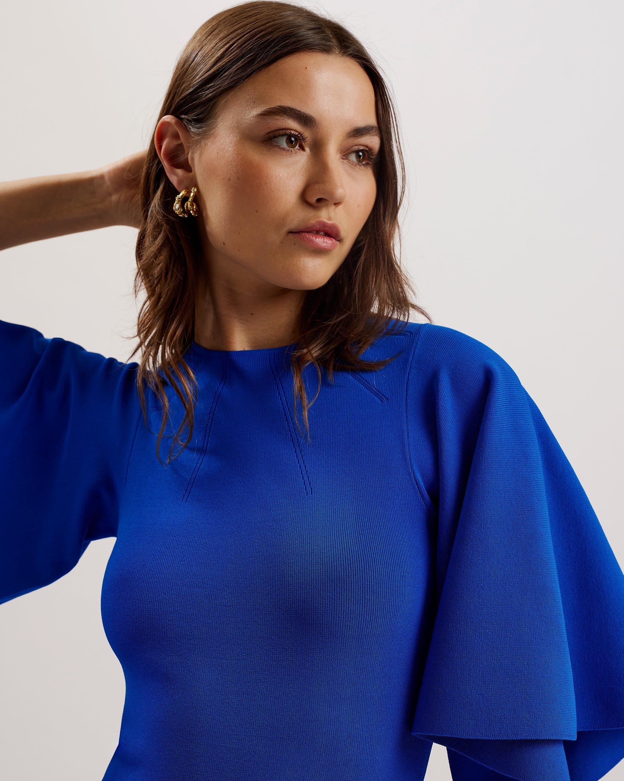 lounia fluted sleeve knitted bodycon midi dress Ted Baker Lounia Fluted Sleeve Bodycon Midi Dress