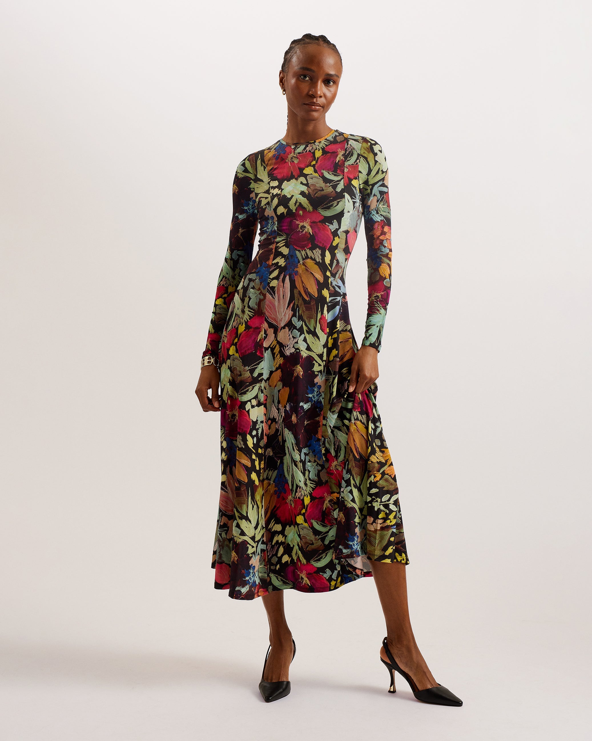 Long Sleeve Black Floral Ted Baker Dress Buy Loceie Puff Sleeve