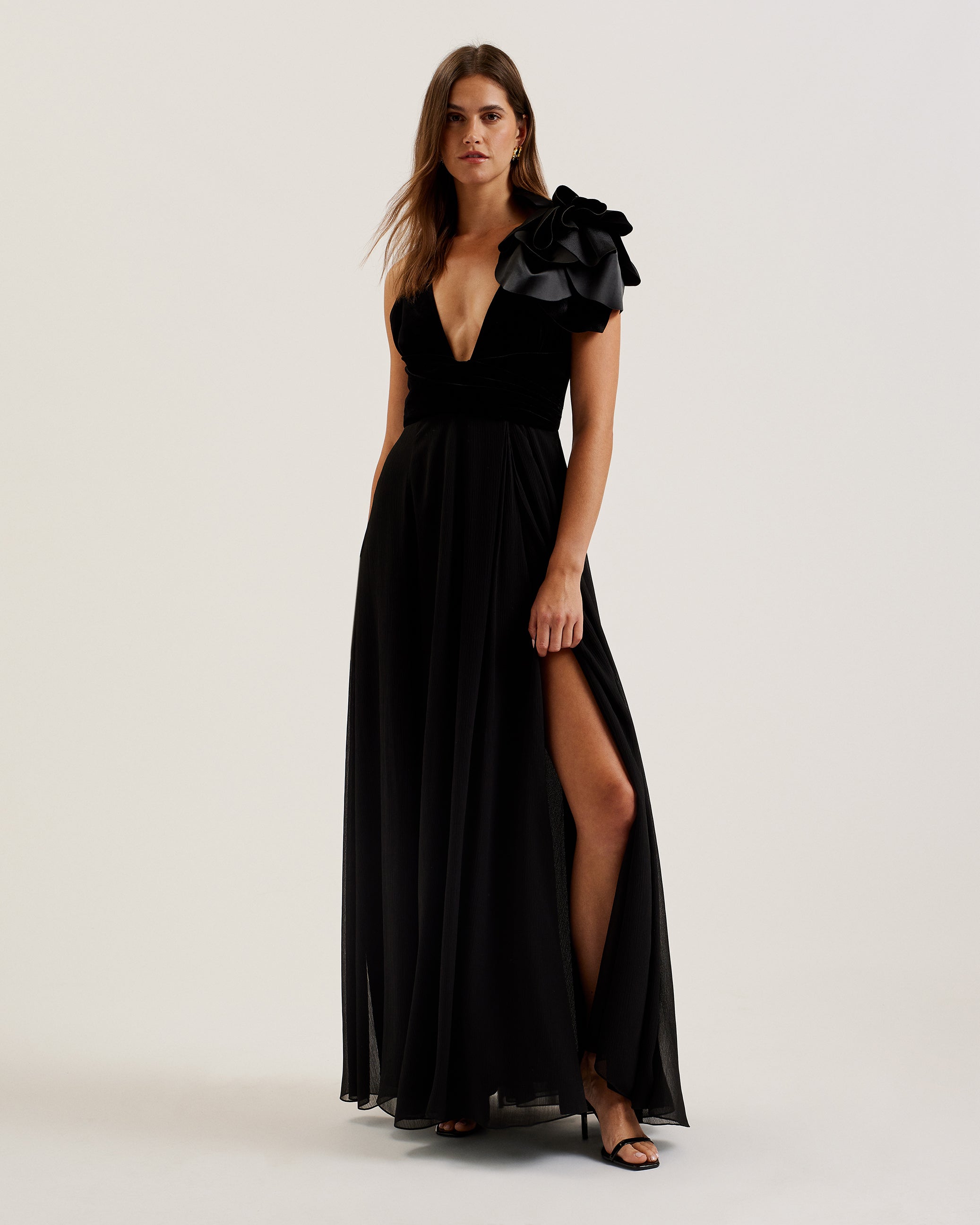 Shop Beira Corsage Detail Maxi Dress With Front Slit Black for Women Online | Ted Baker Kuwait Shop Beira Corsage Detail Maxi Dress With Front Slit Black for Women Online | Ted Baker Kuwait