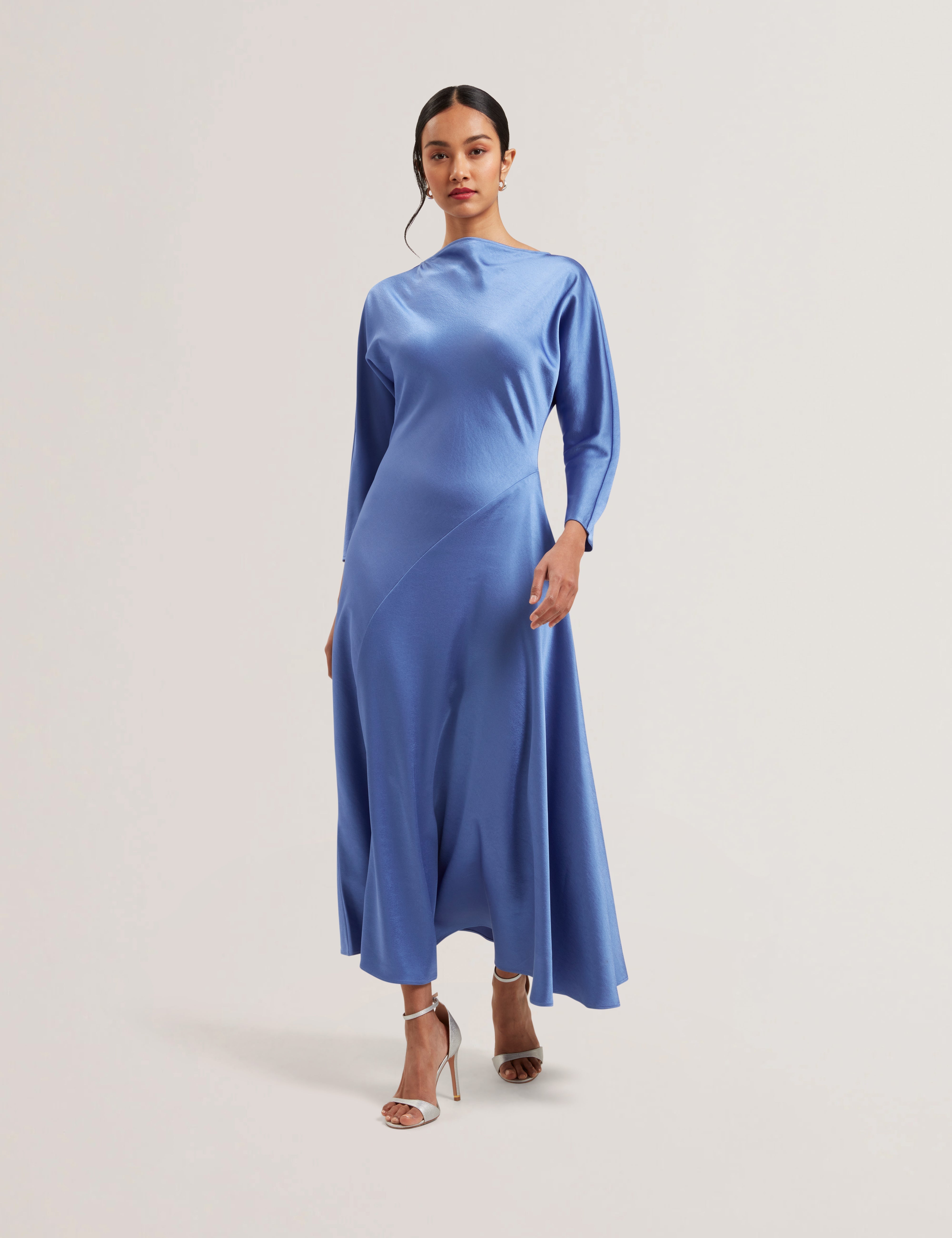 Shop Minho Curve Seam Detail Midi Dress Lt-Blue for Women Online