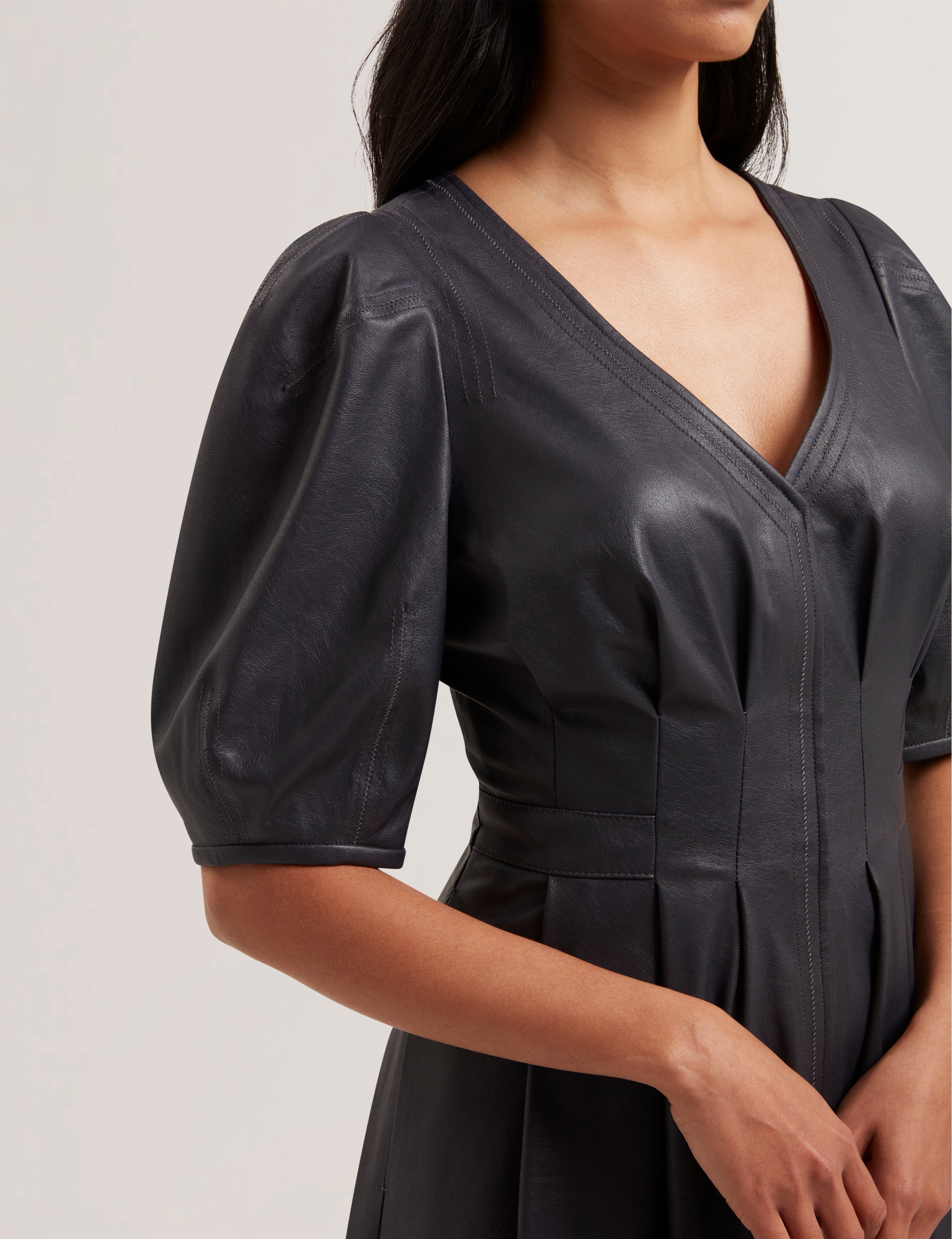 Shop Tamega Faux Leather Midi Dress Navy for Women Online | Ted Baker Kuwait Shop Tamega Faux Leather Midi Dress Navy for Women Online | Ted Baker Kuwait