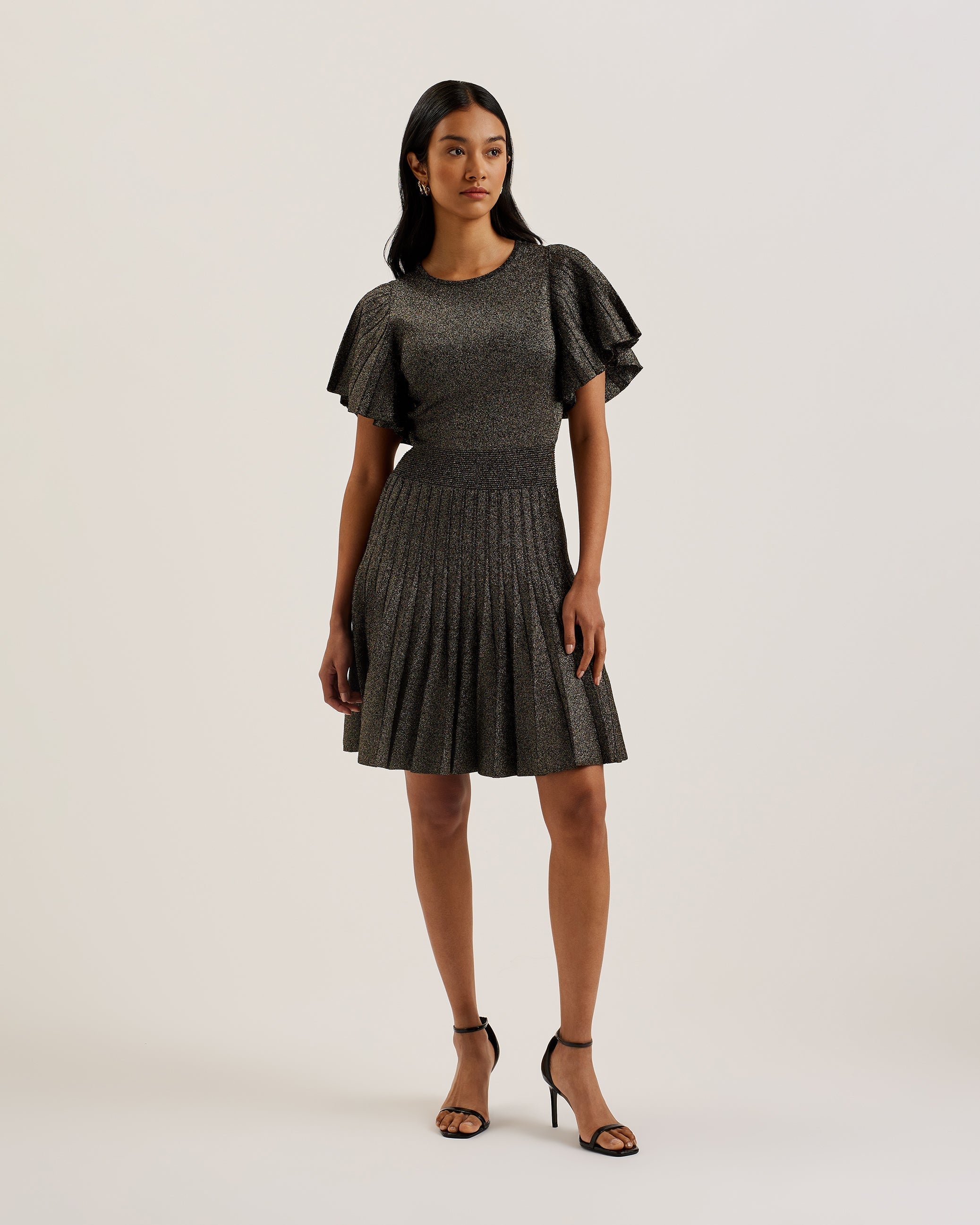 metallic see through dress See Through Mesh Pearl Cover Up Dress