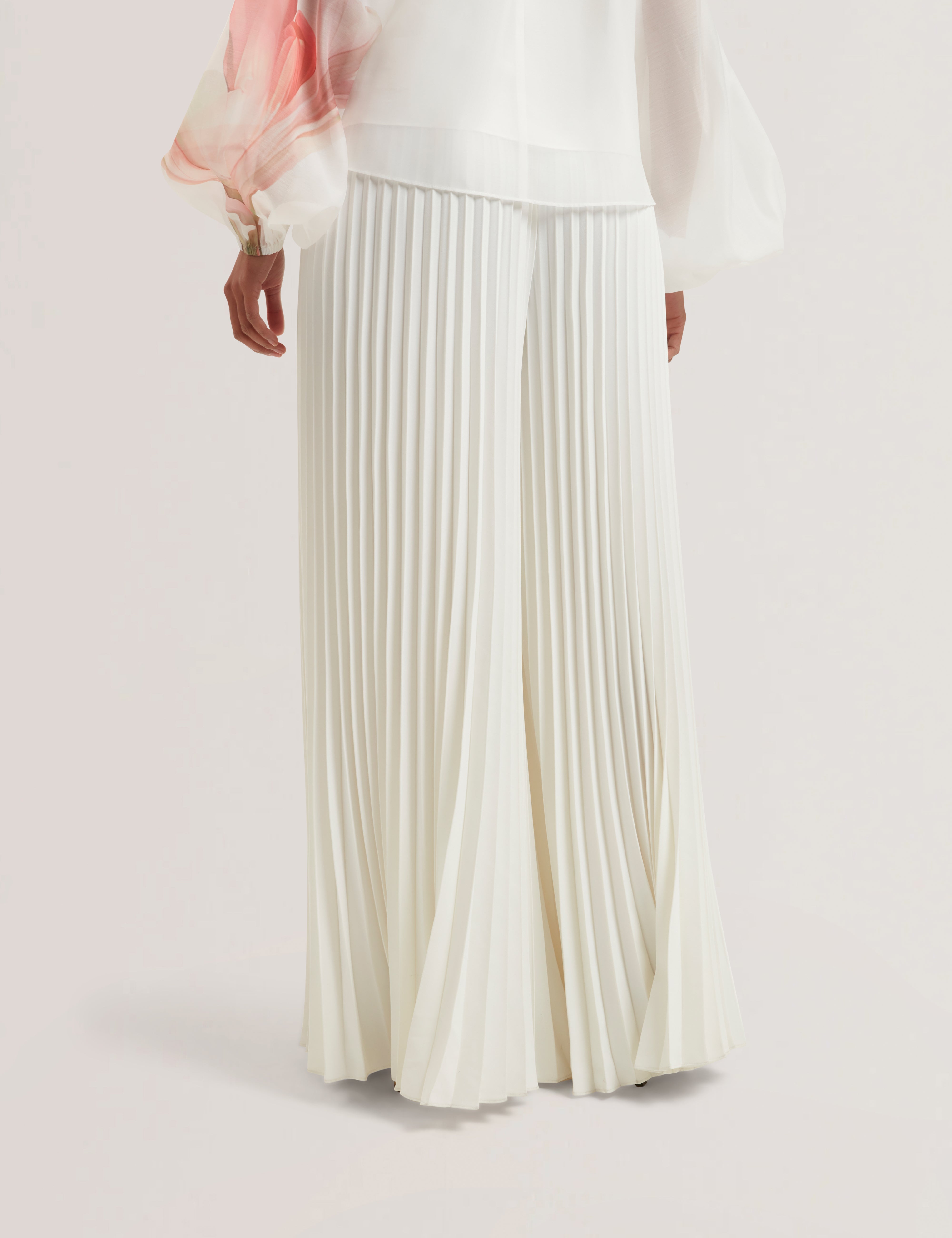 Shop Haryx Pleated Wide Leg Crepe Trouser Ivory for Women Online