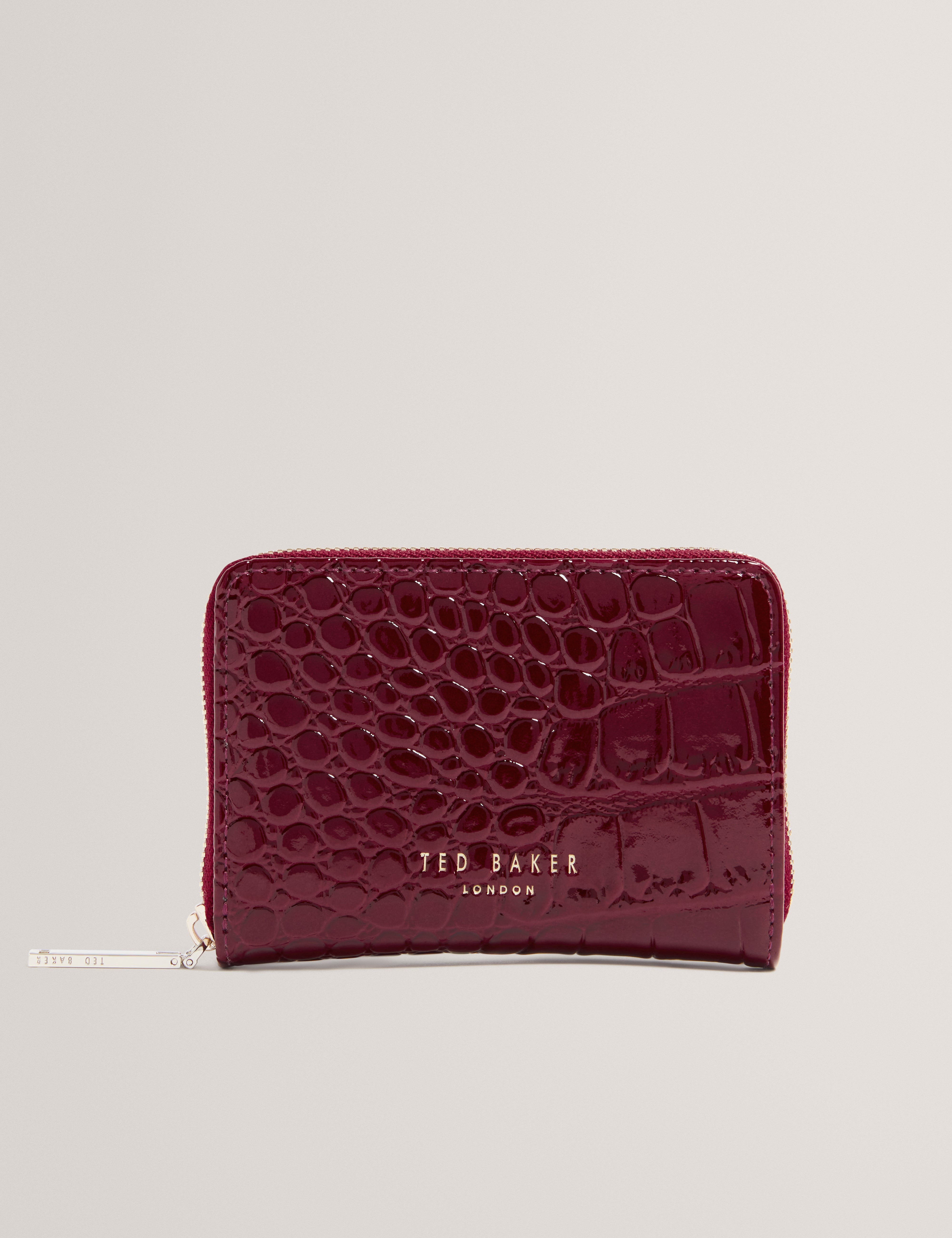 Varlee Croc Effect Small Zip Around Wallet Wine