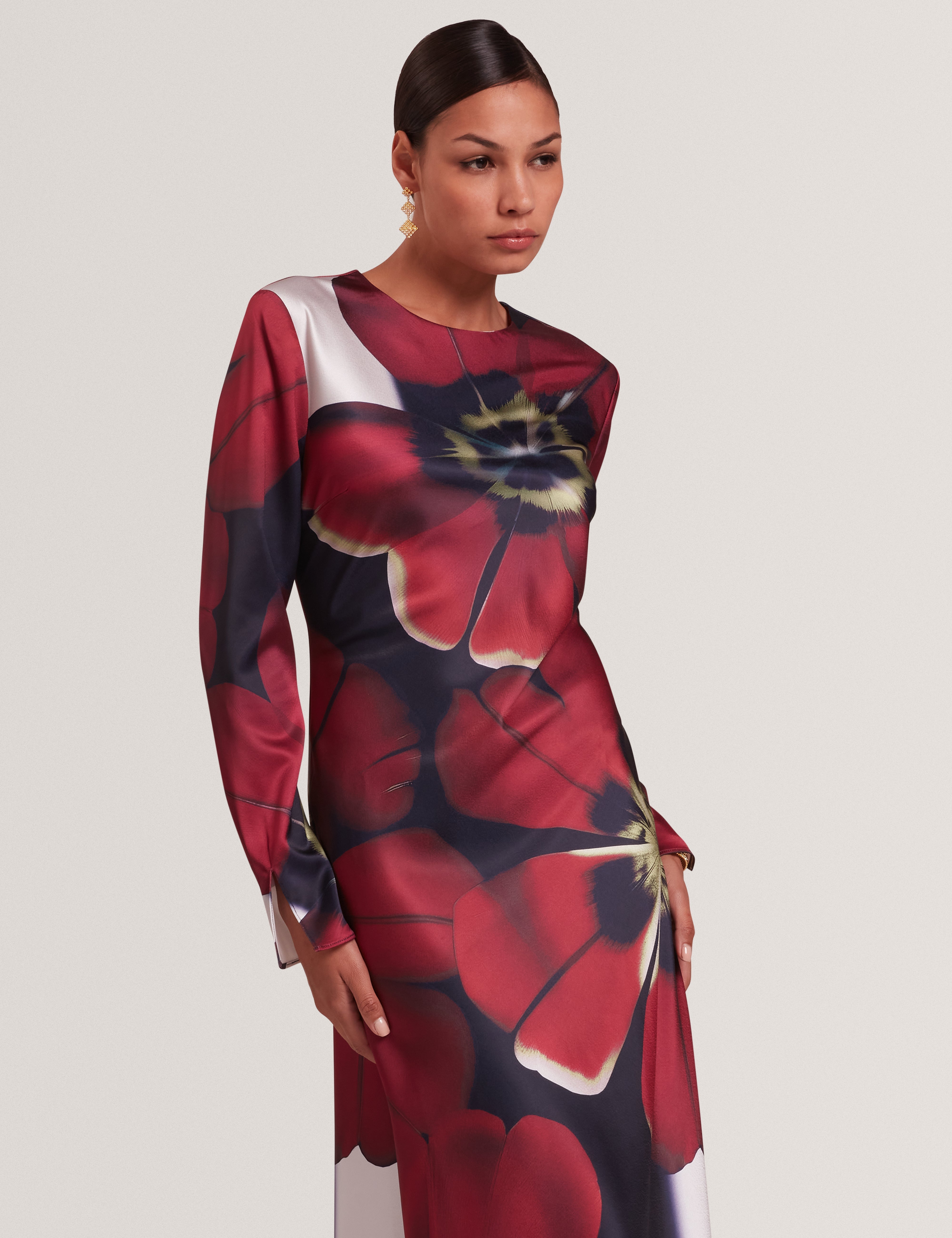 Neerah Printed Long Sleeve Midi Dress Navy Neerah Printed Long Sleeve Midi Dress Navy