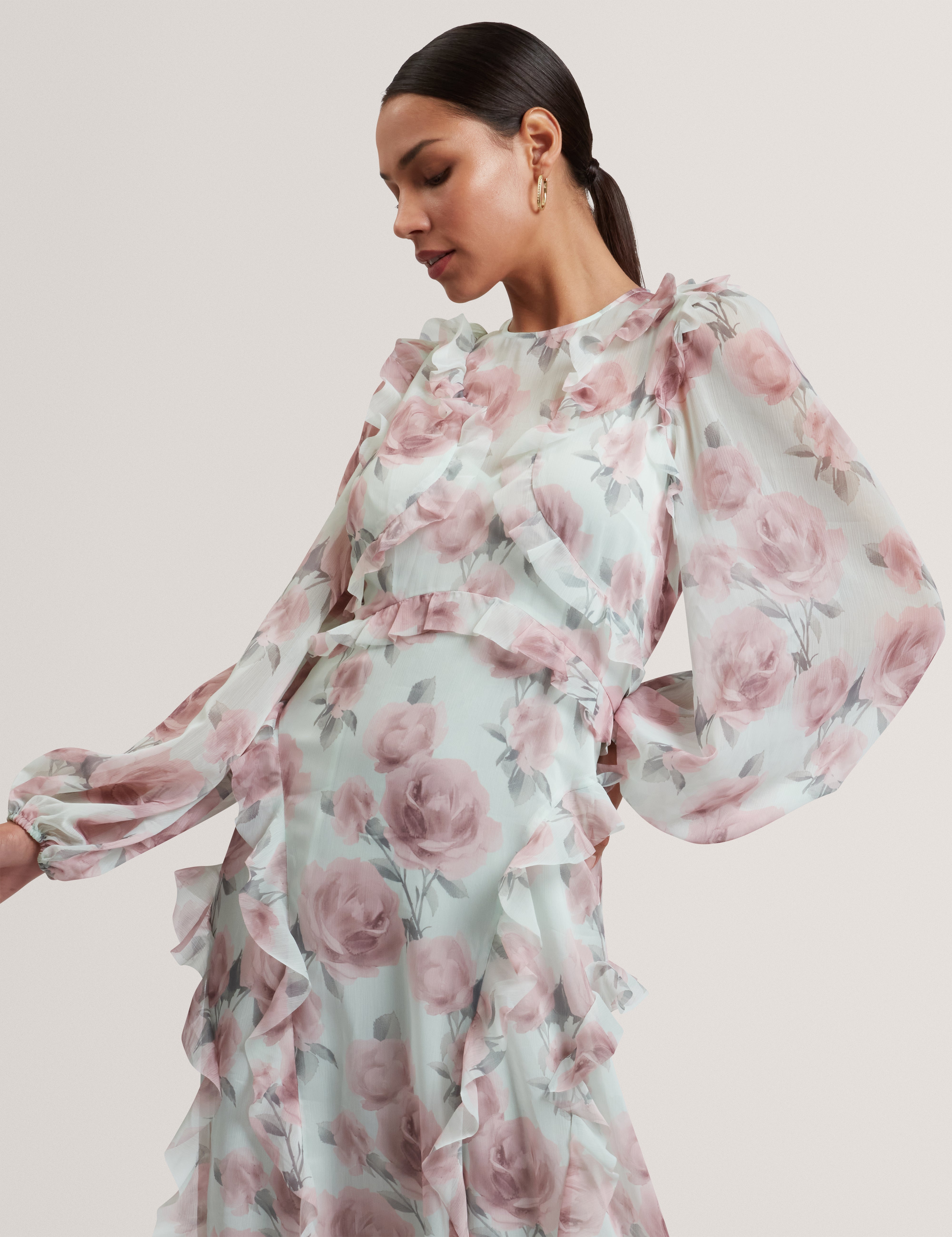long sleeve waterfall dress Magic Maker Waterfall Sleeves With V-neck Slip Dress