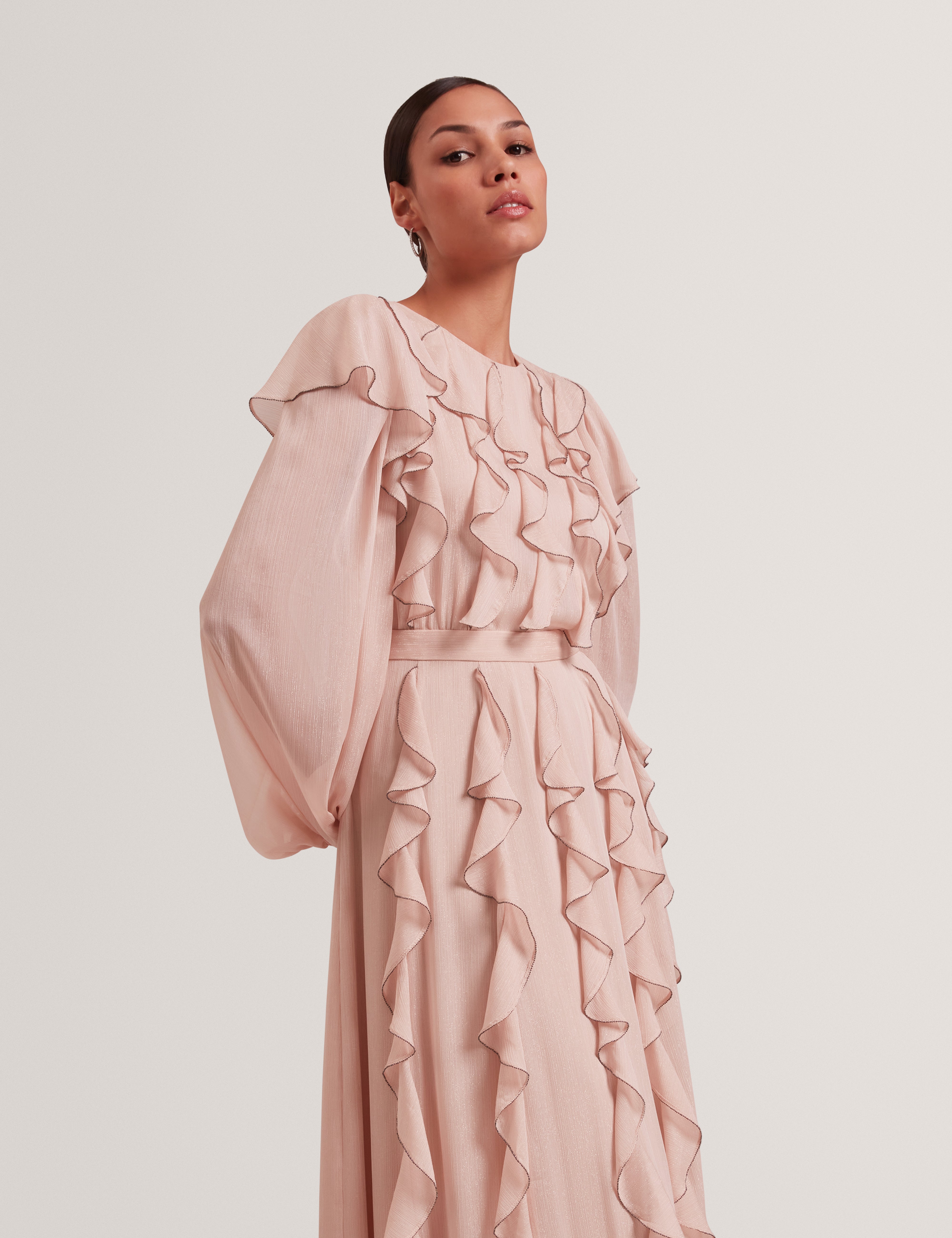 ted baker pink long sleeve dress Ted Baker Essya Slouchy Tie Front Midi Knit Sweater Dress - Bright Pink