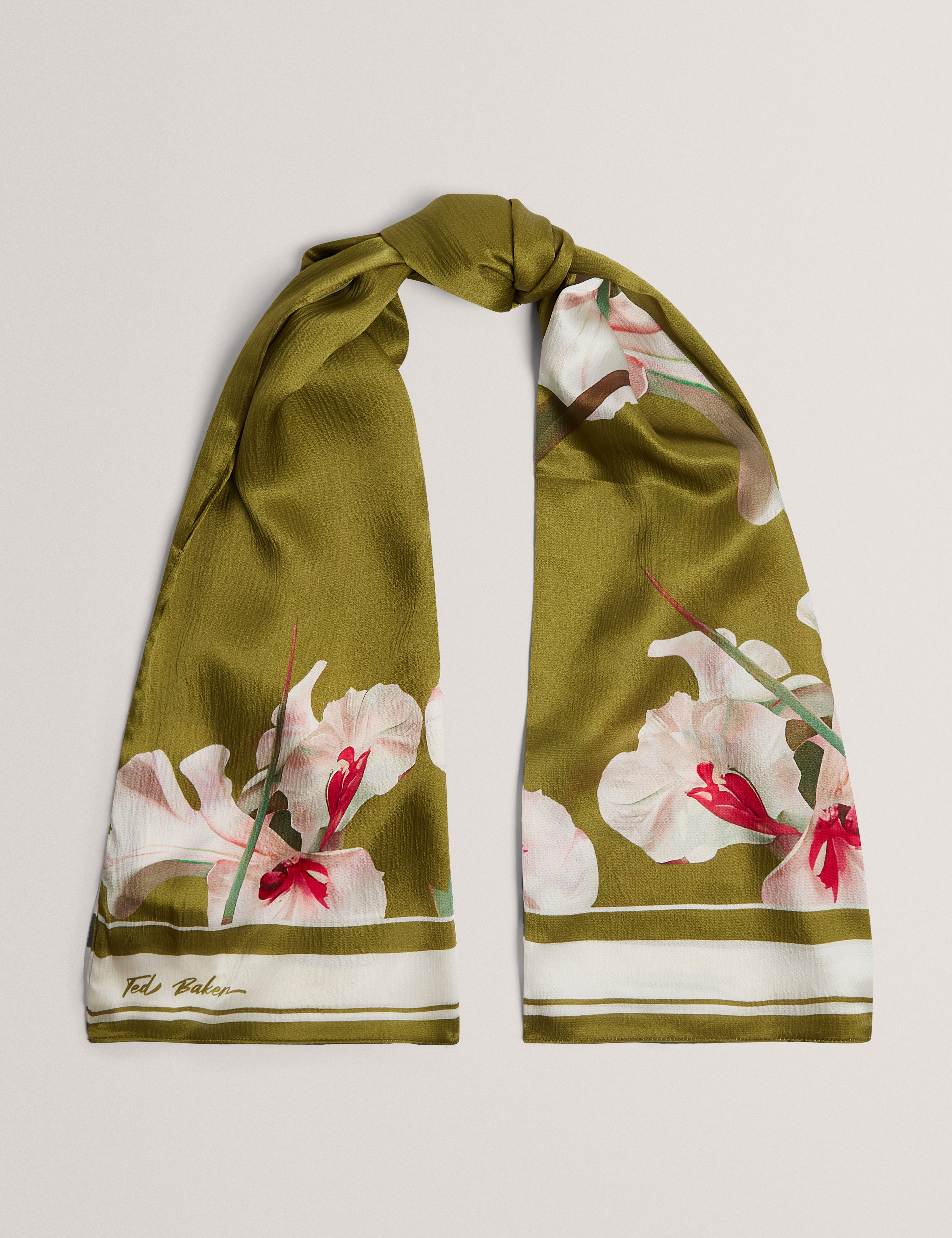 Lionii Printed Hammered Silk Cape Scarf Green - Main Image