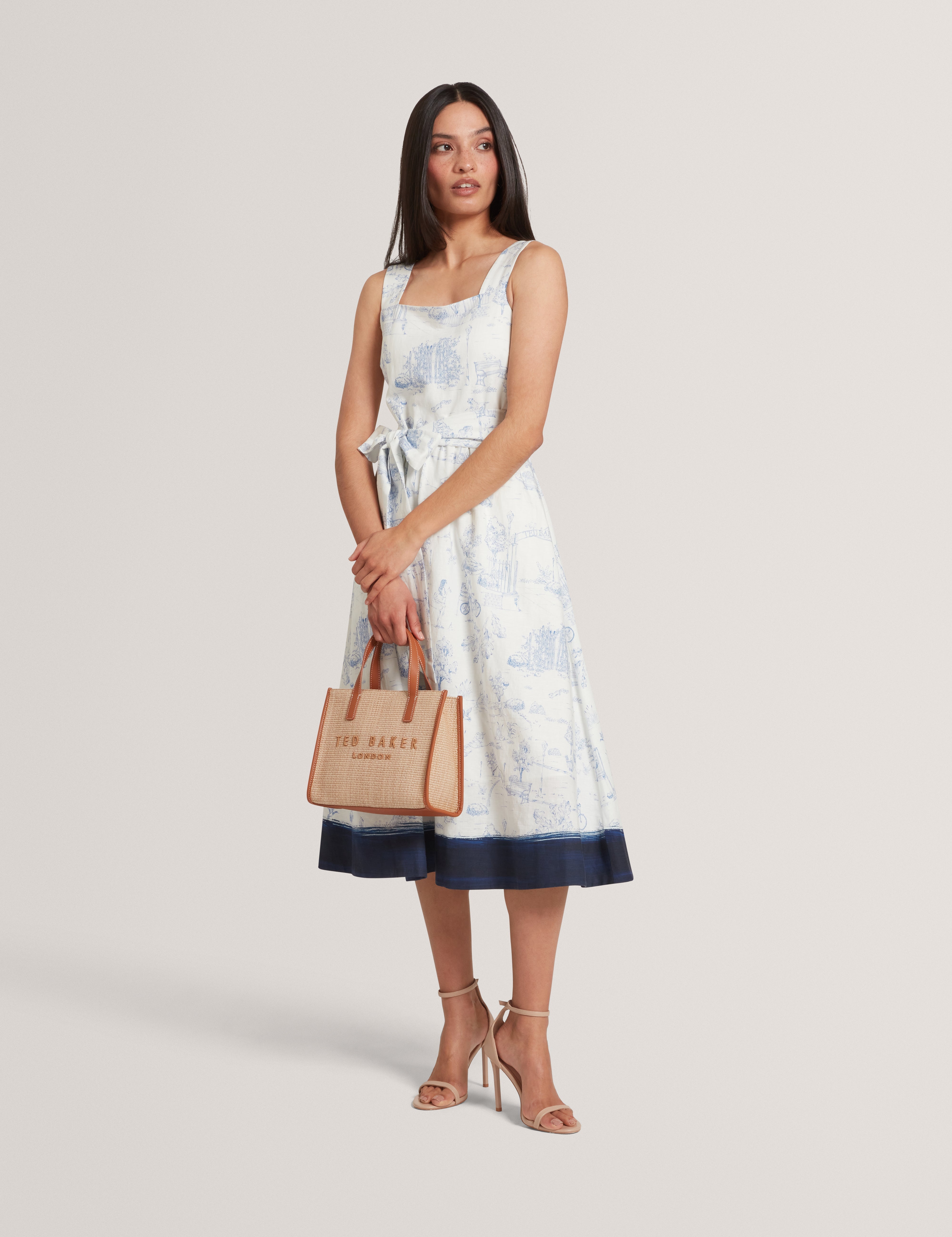 ted baker midi dresses Ted Baker Womens Printed Jersey Midi Dress With Satin Skirt
