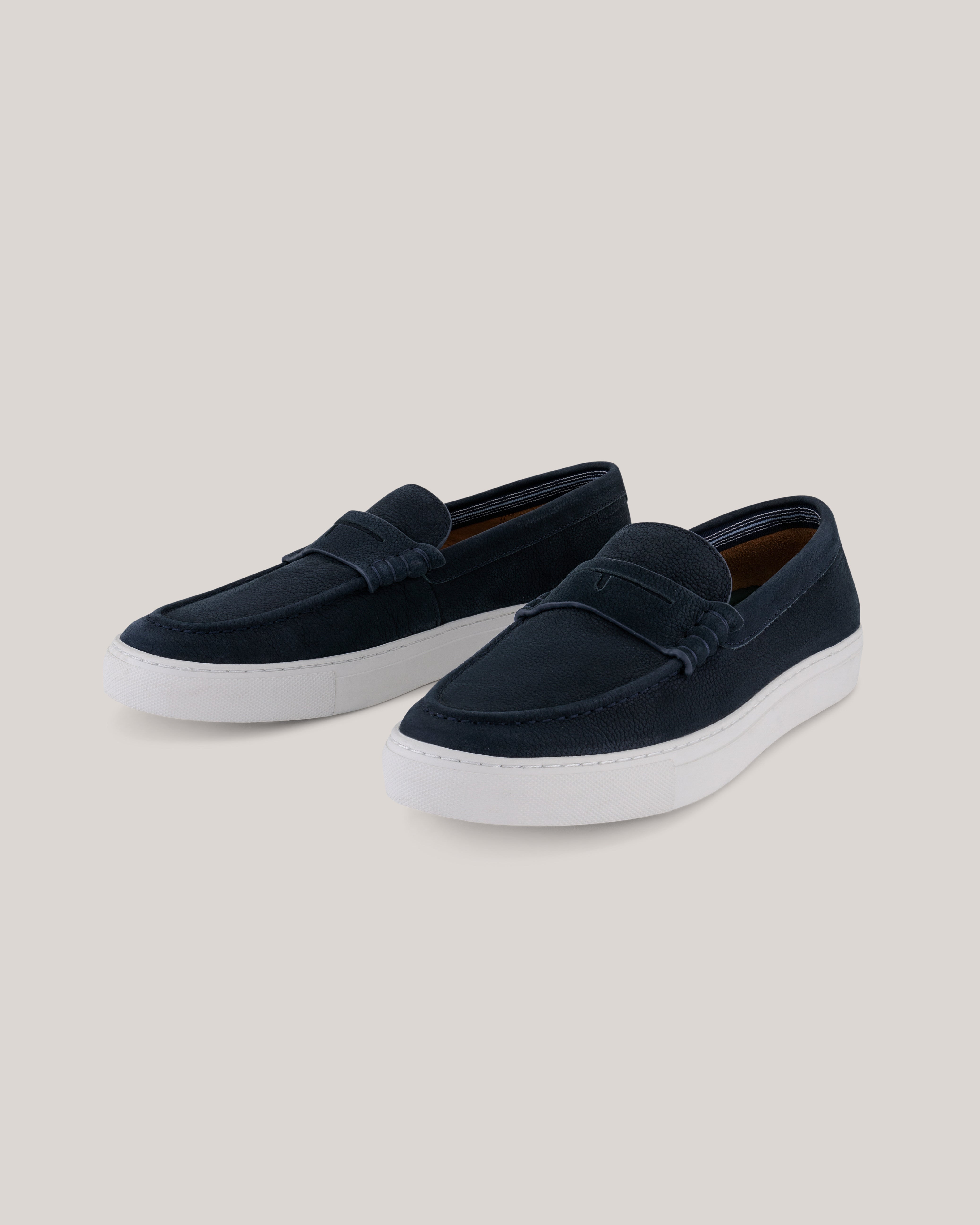 Ashfod Leather Slip On Loafer Navy