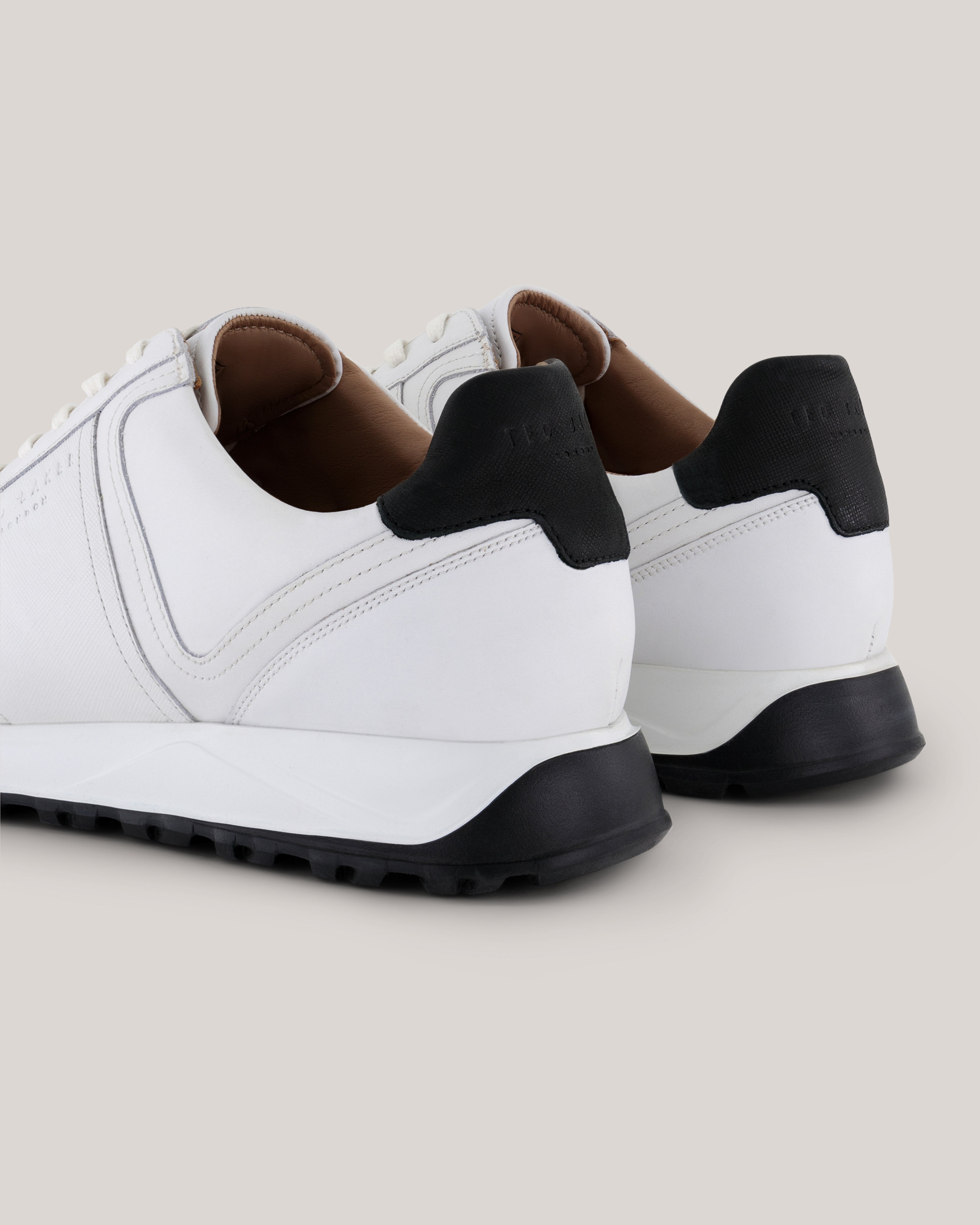 Fraine Leather Lace Up Jogger White