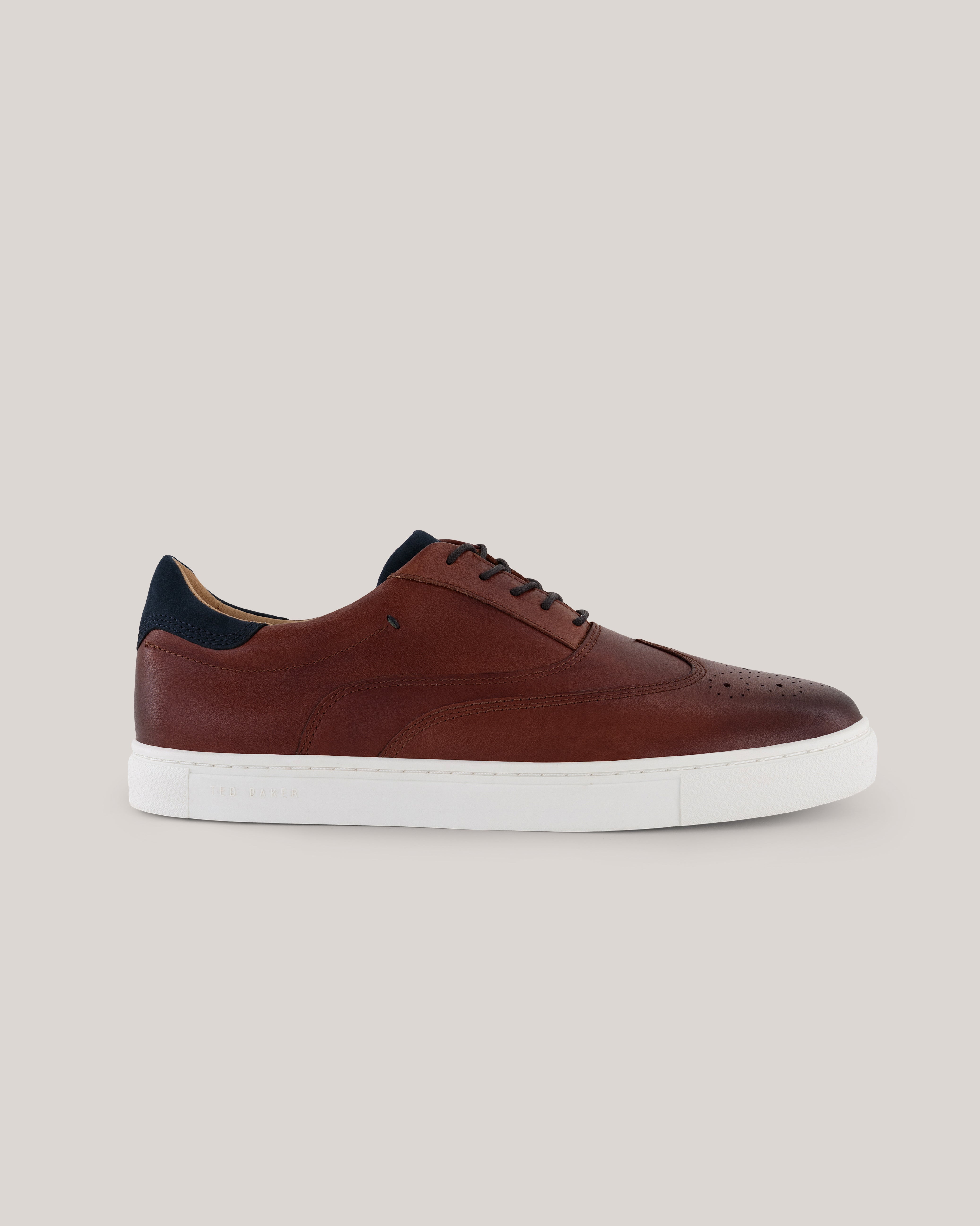 Dentoon Brogue Detail Leather Trainers Dk-Brown