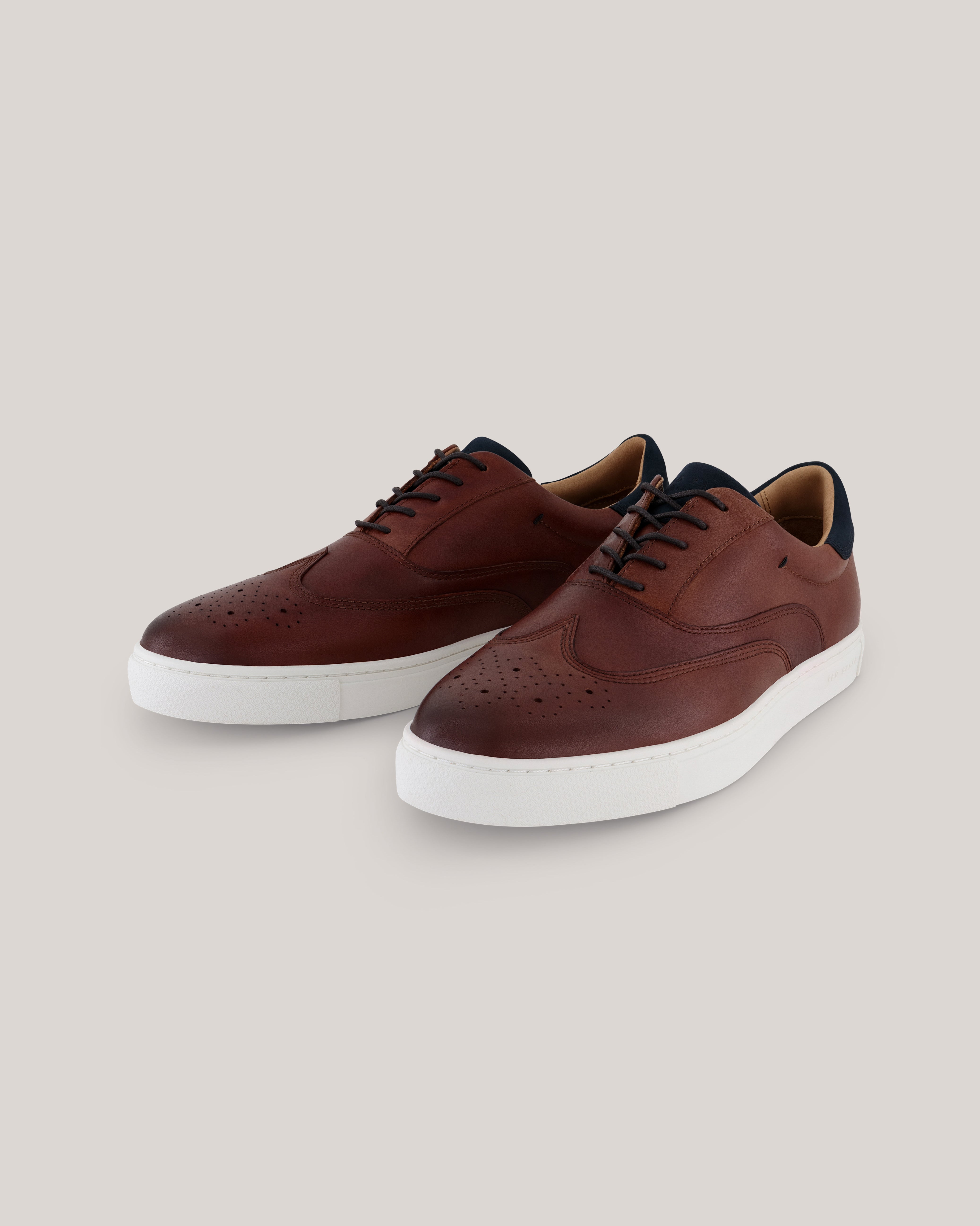Dentoon Brogue Detail Leather Trainers Dk-Brown