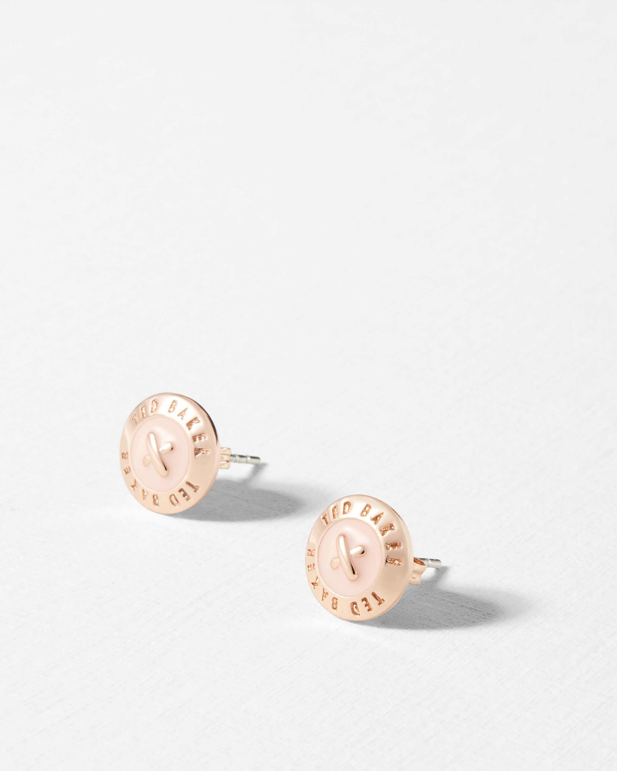 Eisley Tbj1266 Enamel Button Earring Baby-Pink