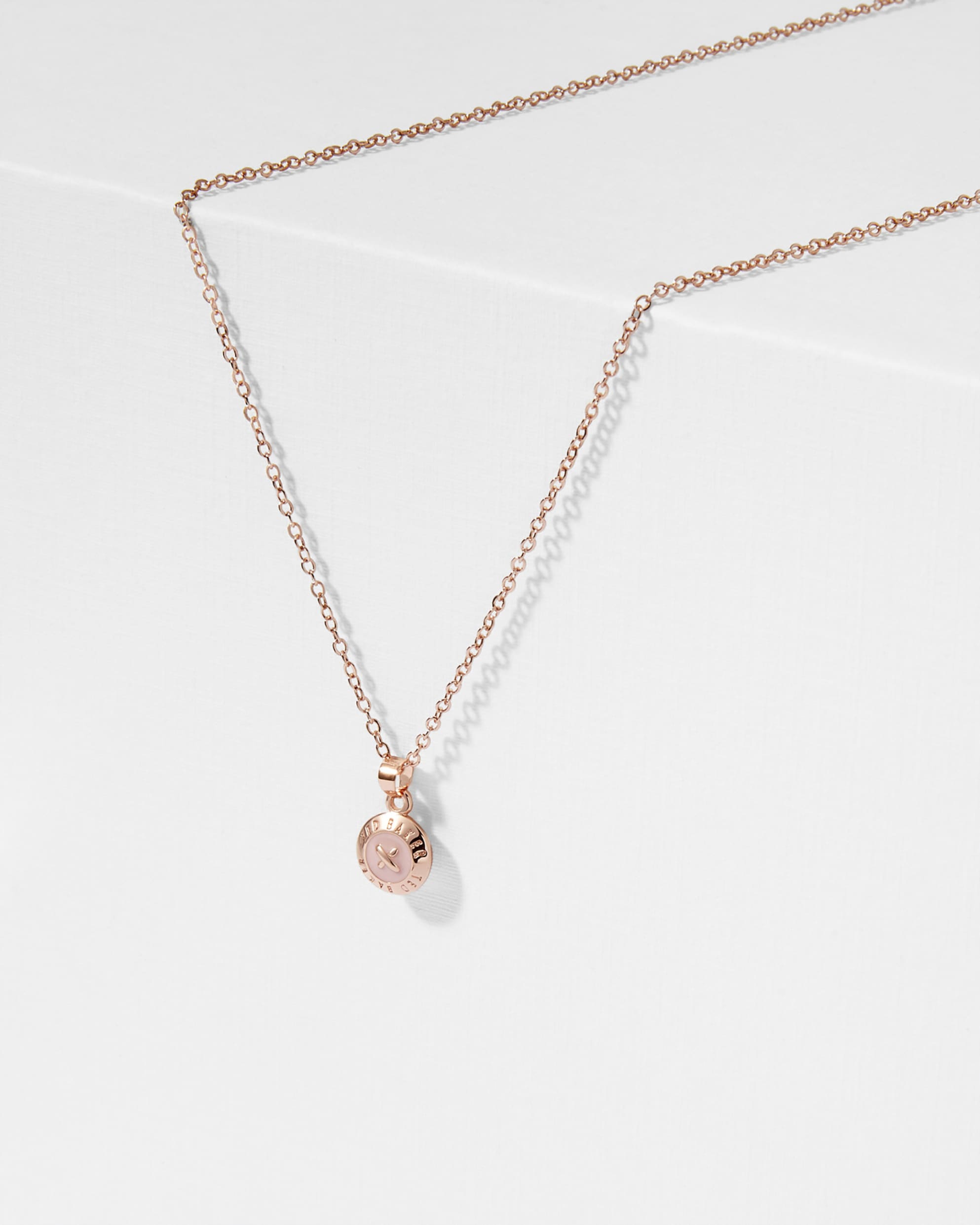 Elvina Tbj1260 Enamel Button Pendant Baby-Pink