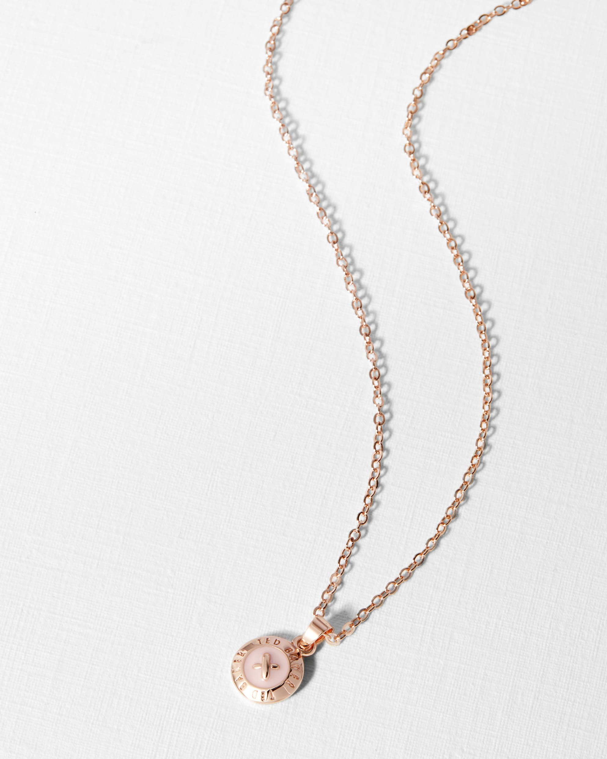 Elvina Tbj1260 Enamel Button Pendant Baby-Pink