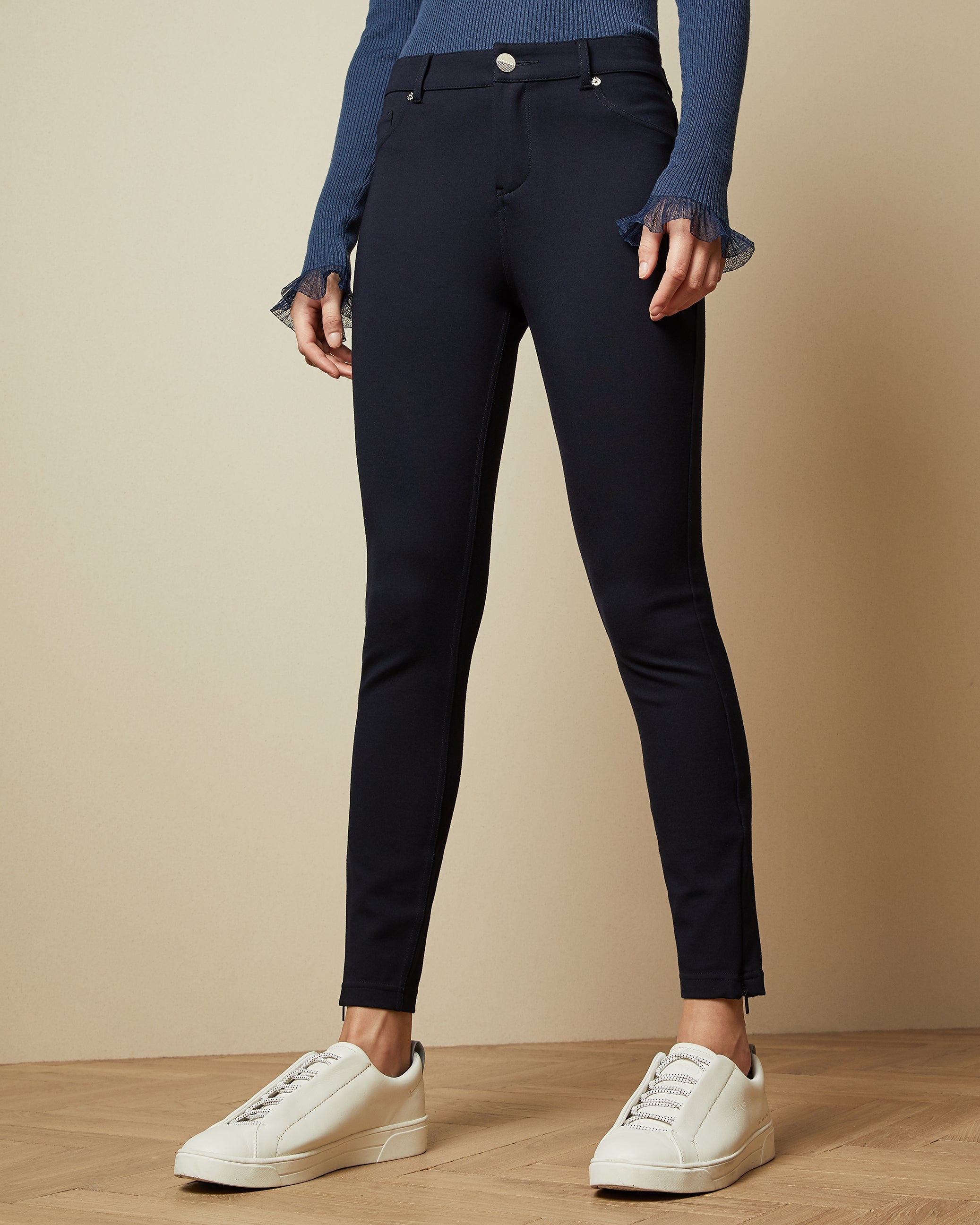 Strenti Skinny Zip Cuff Ponti Jeggings Dk-Blue