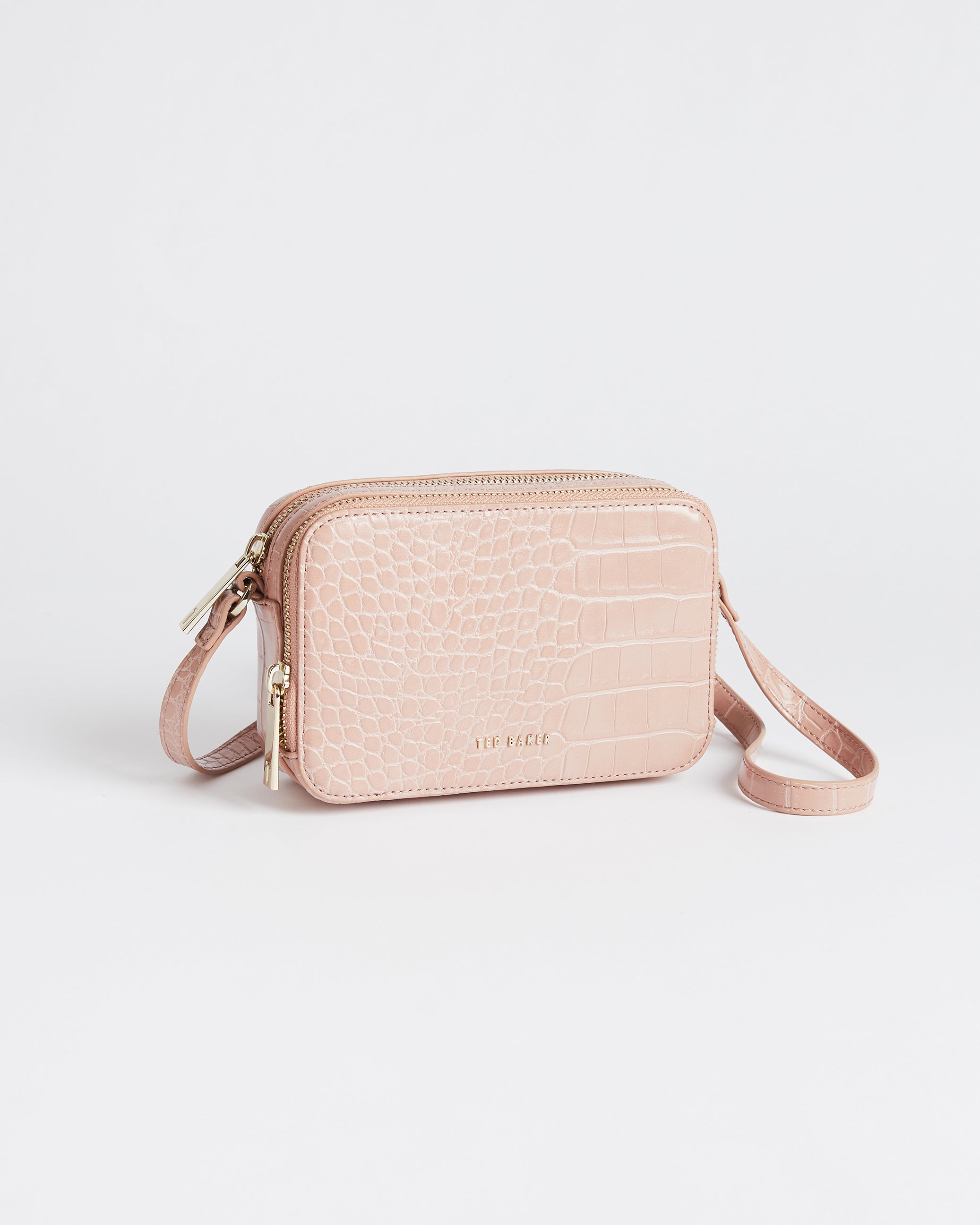 Stina Croc Effect Camera Bag Mid-Pink