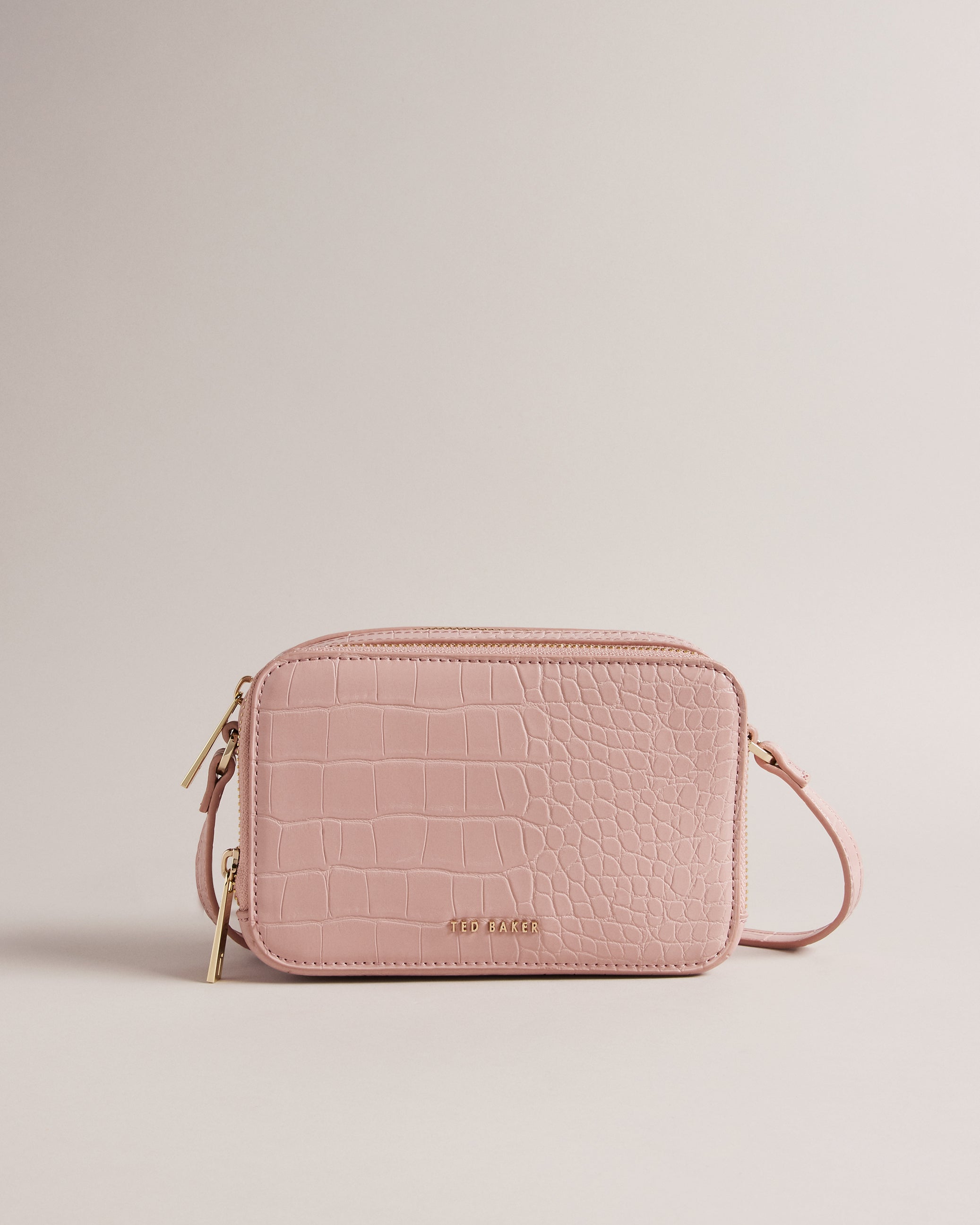 Stina Croc Effect Camera Bag Mid-Pink