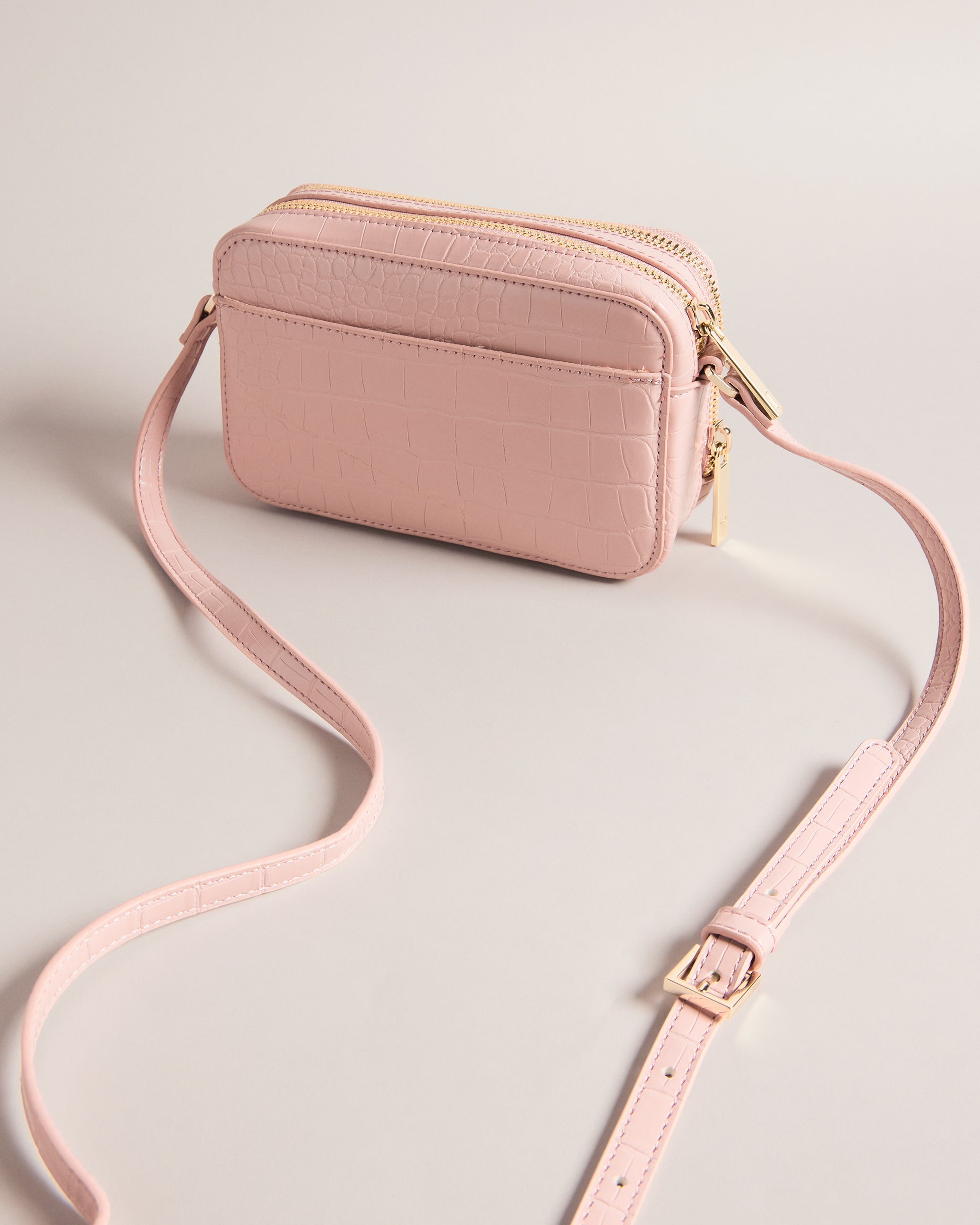 Stina Croc Effect Camera Bag Mid-Pink