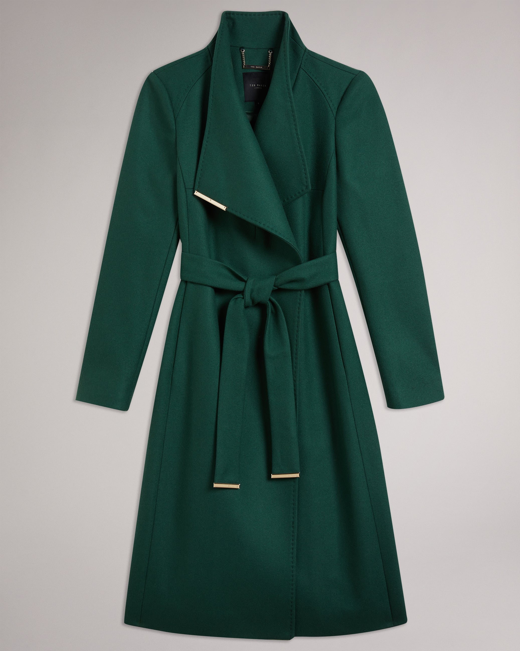 Rose Mid Length Wool Wrap Coat Dk-Green