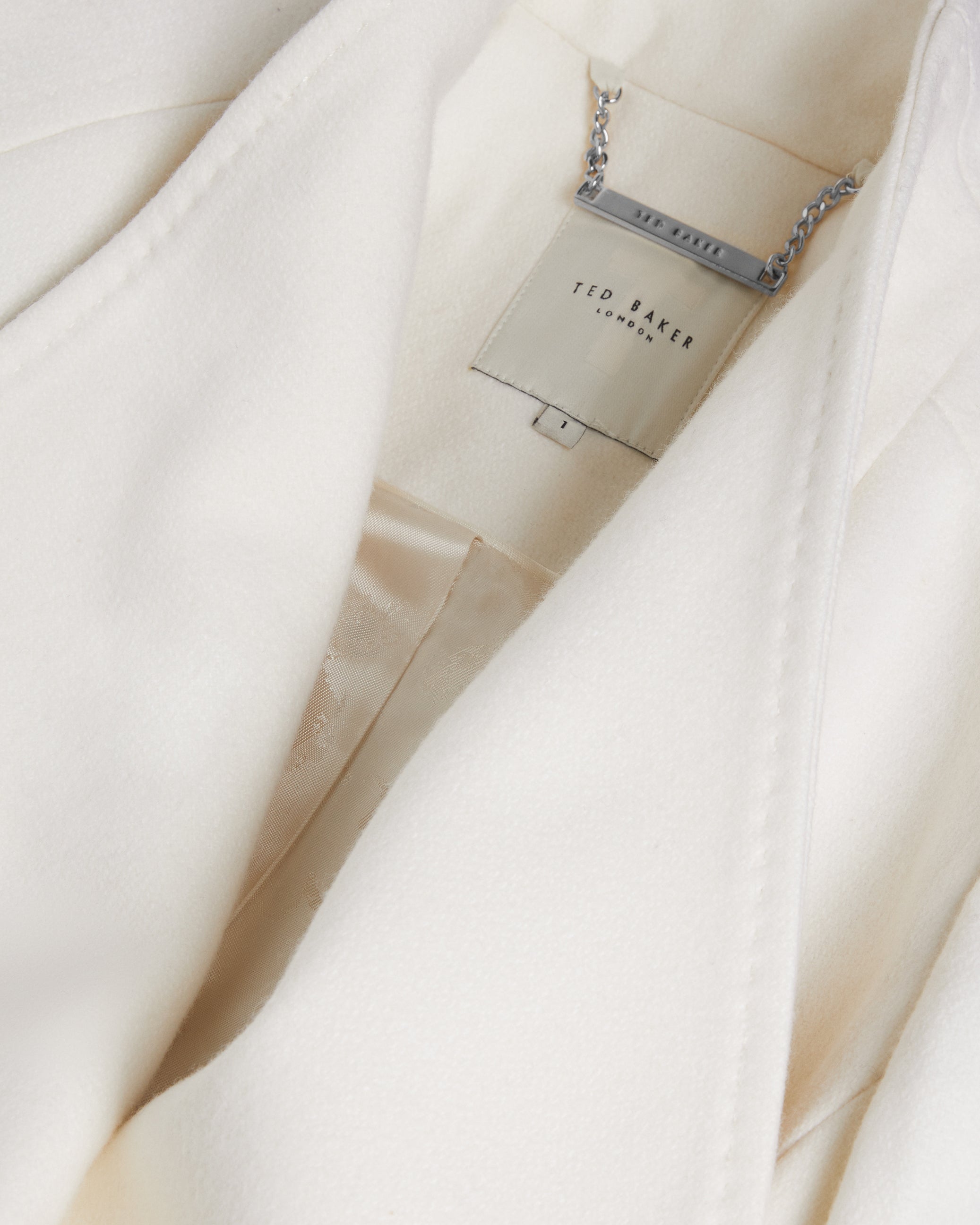 Rose Midi Length Belted Wool Wrap Coat Ivory