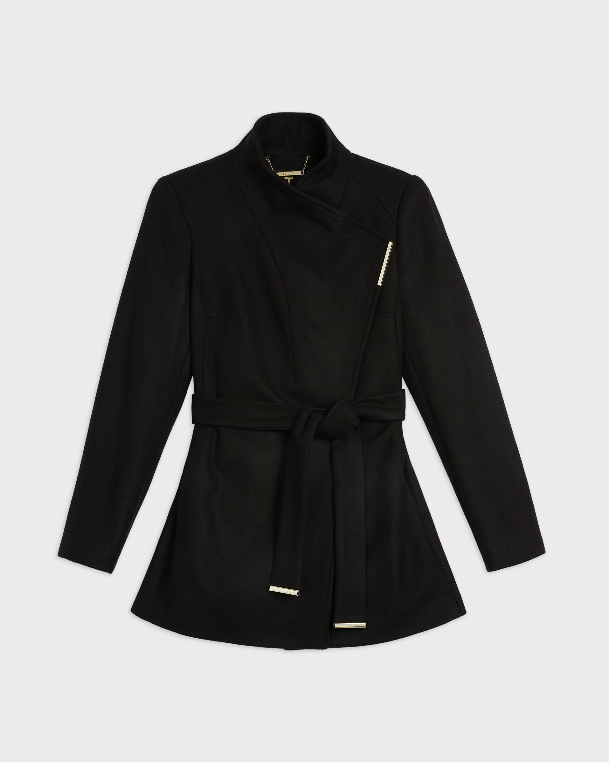 Rosess Wool Wrap Short Coat Black