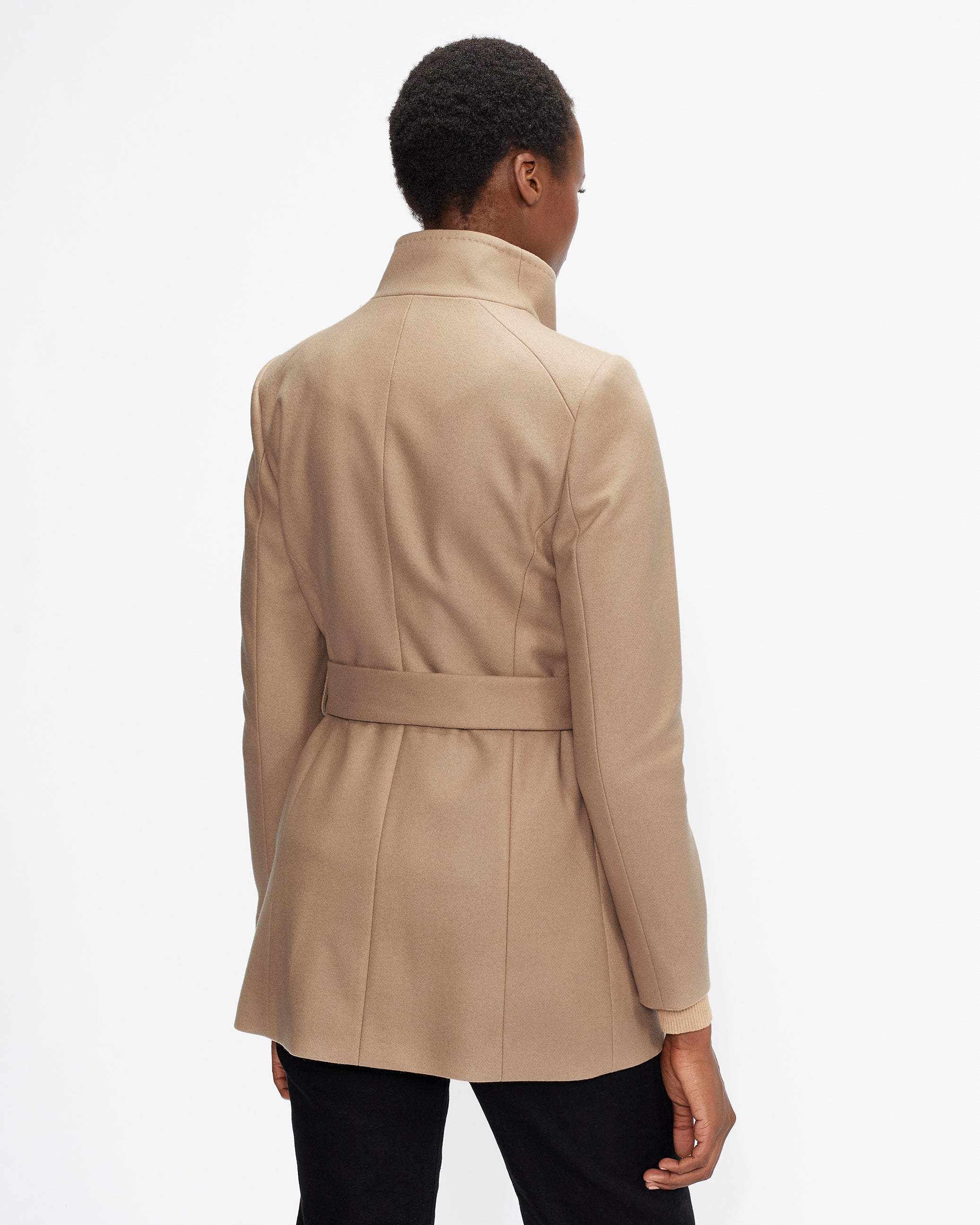 Rosess Wool Wrap Short Coat Camel