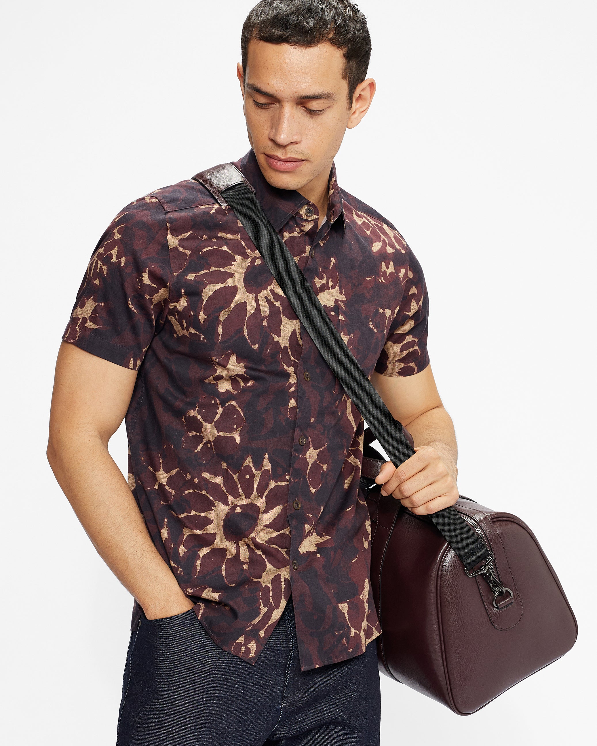 Fidick Saffiano Leather Holdall Oxblood