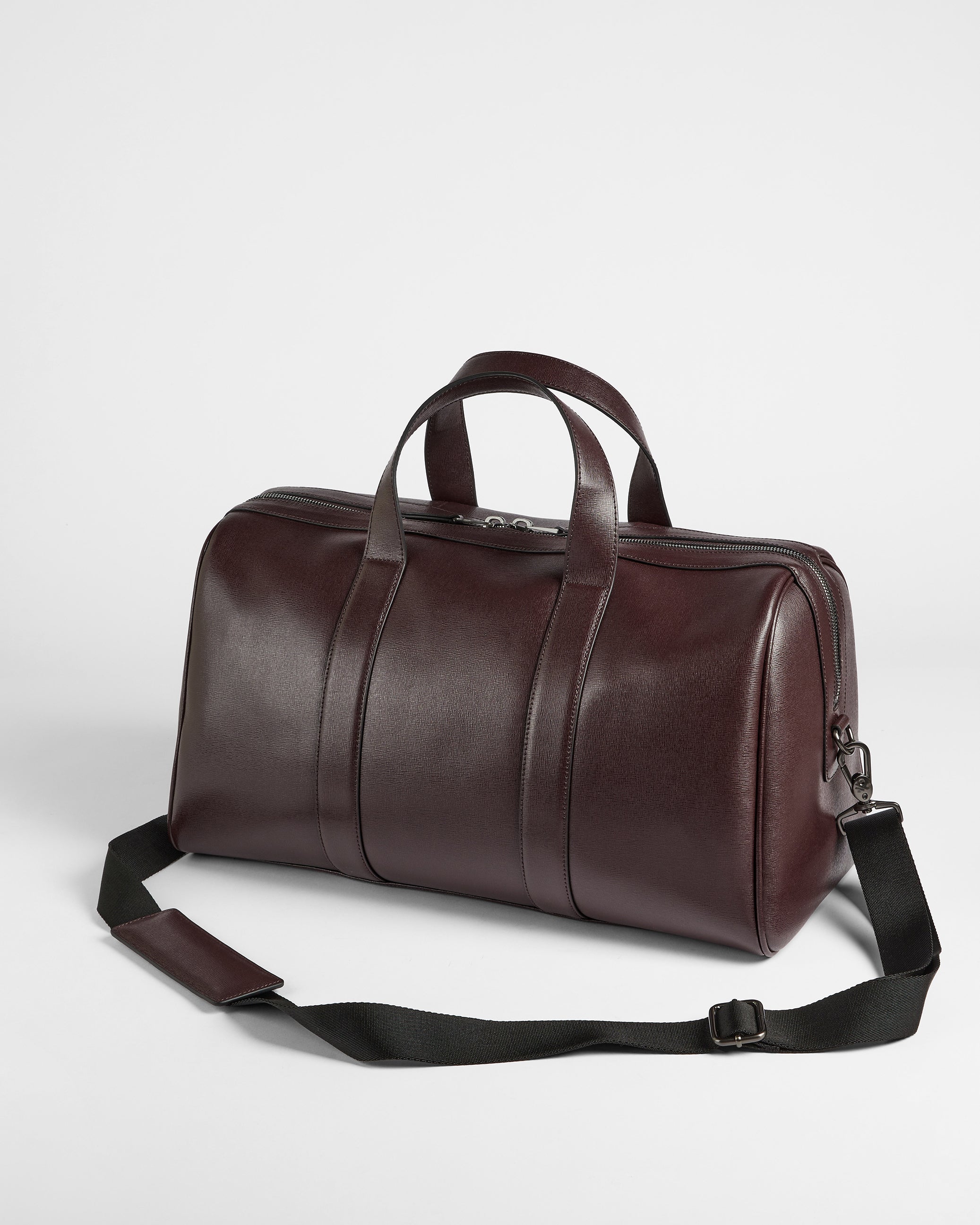 Fidick Saffiano Leather Holdall Oxblood