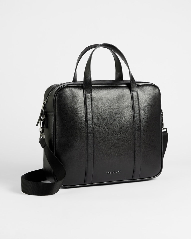 Strath Saffiano Leather Document Bag Black