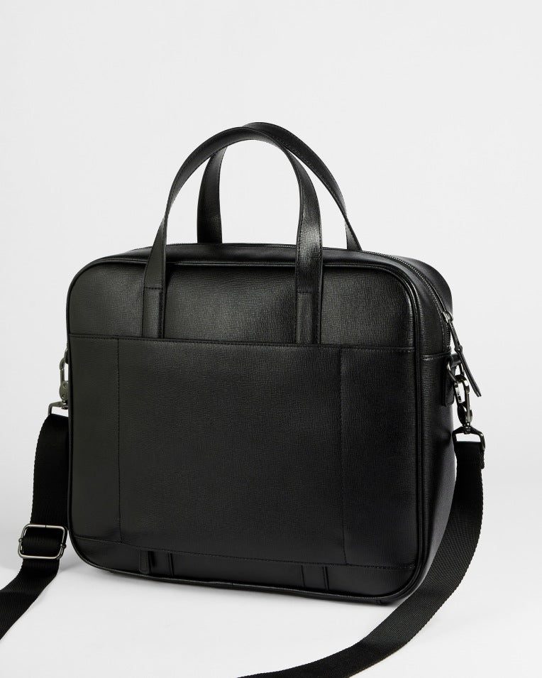 Strath Saffiano Leather Document Bag Black