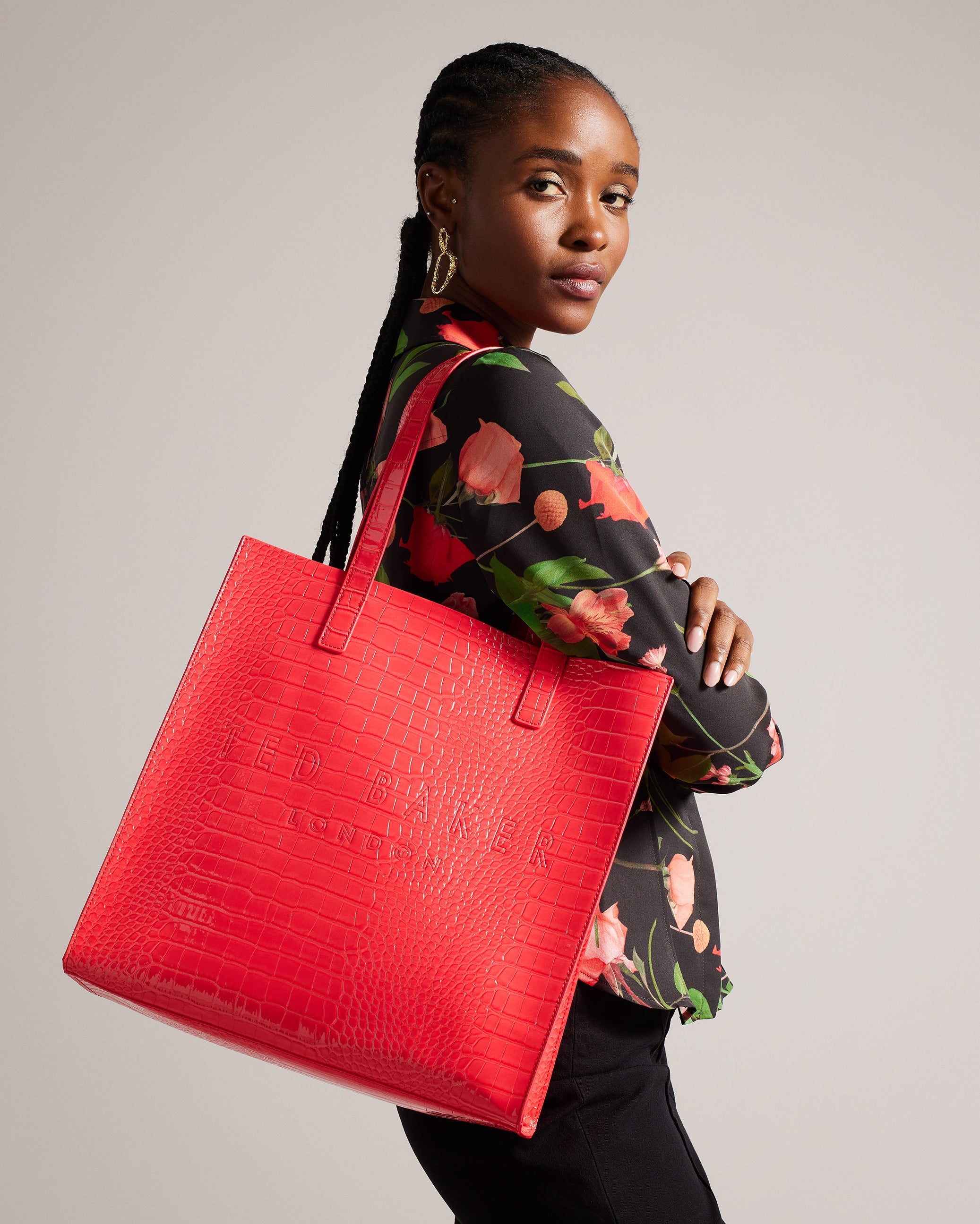 Croccon Croc Detail Large Icon Bag Coral