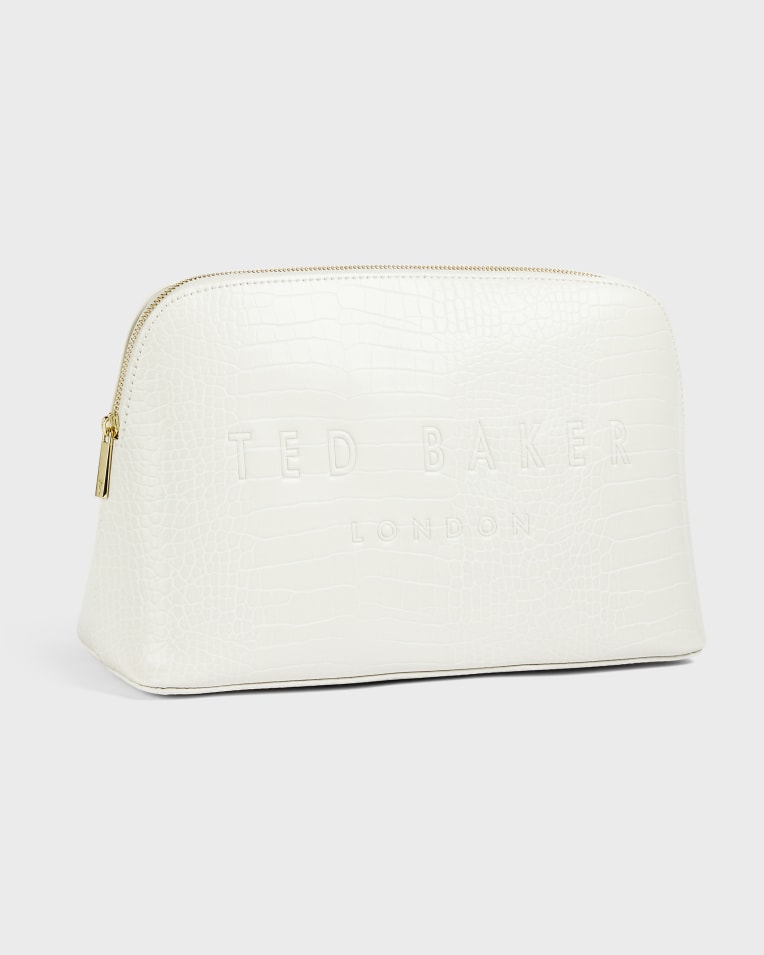 Crocana Croc Detail Debossed Washbag Nude