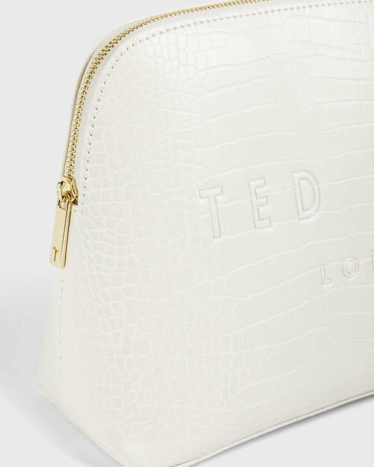 Crocana Croc Detail Debossed Washbag Nude
