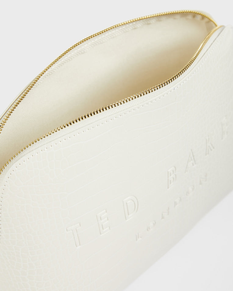 Crocana Croc Detail Debossed Washbag Nude