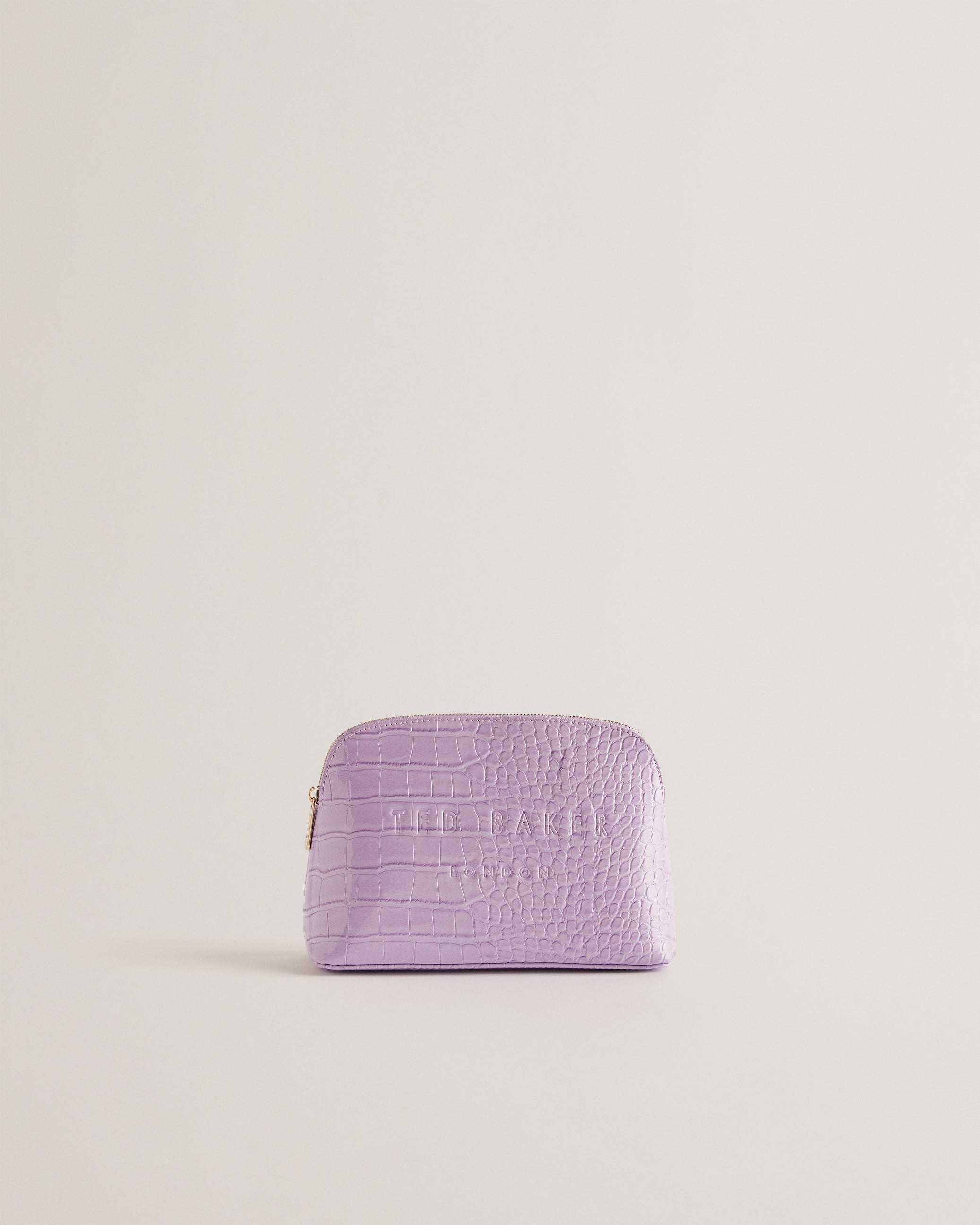 Crocala Croc Detail Debossed Makeup Bag Lilac