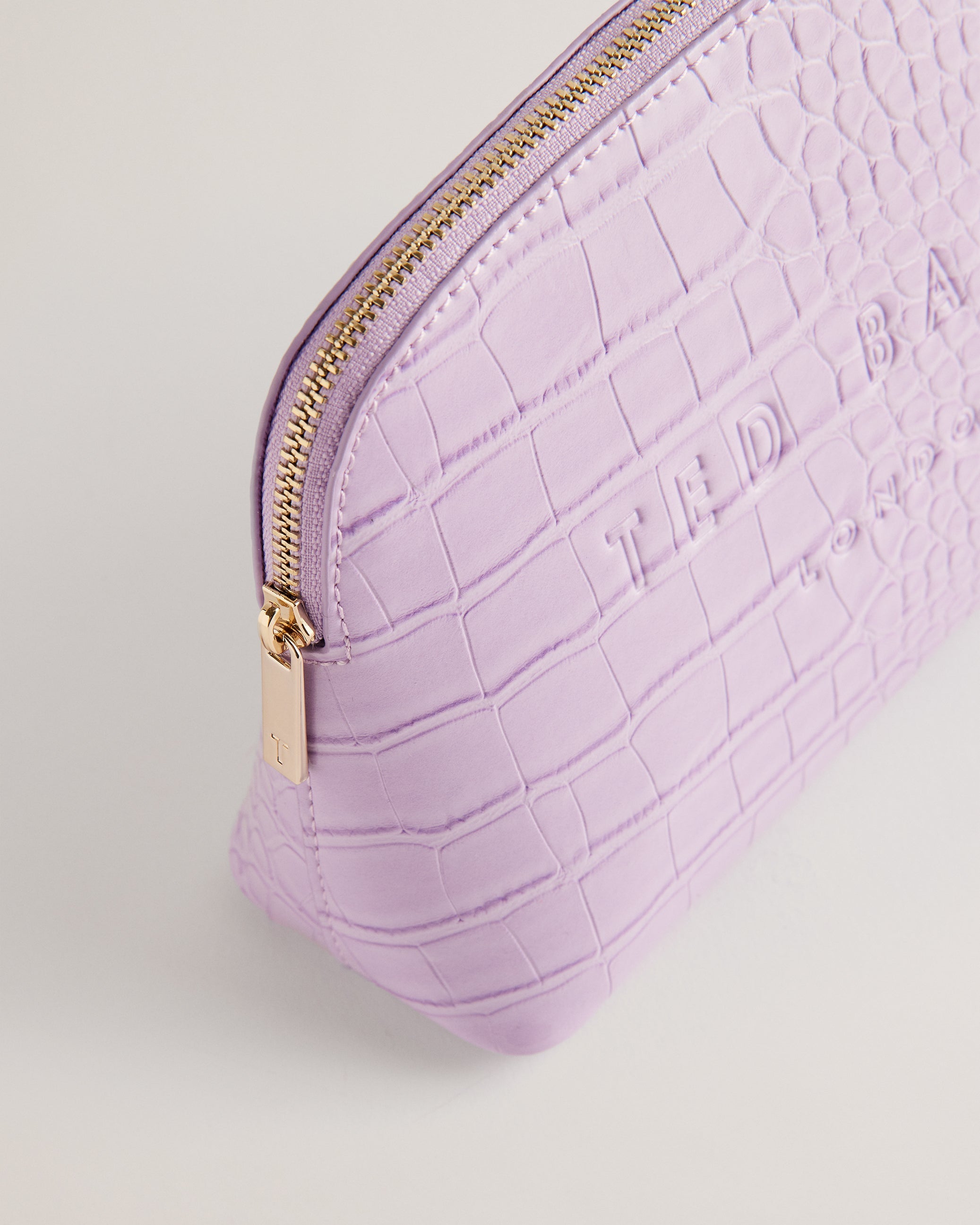 Crocala Croc Detail Debossed Makeup Bag Lilac