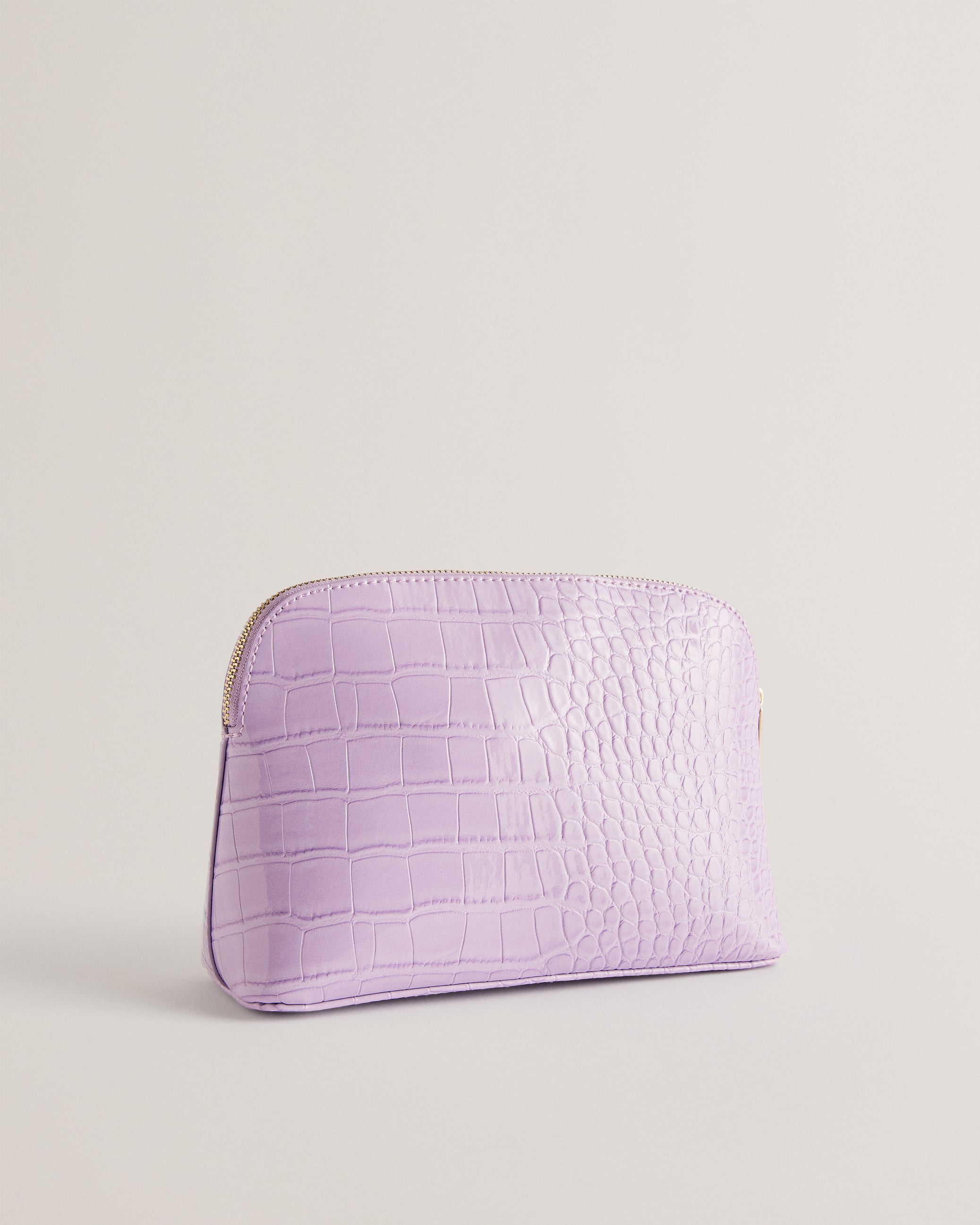 Crocala Croc Detail Debossed Makeup Bag Lilac