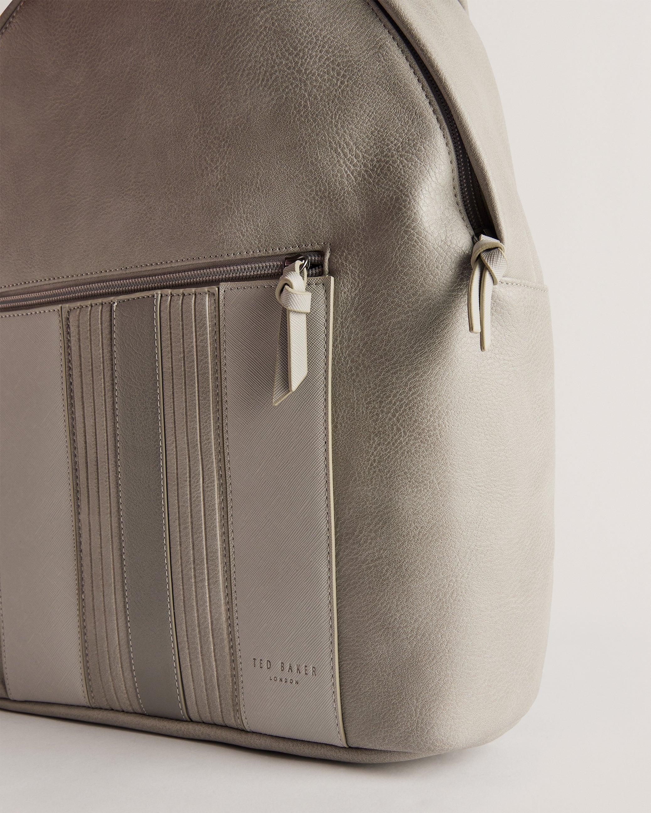 Esentle Striped PU Backpack Lt-Grey