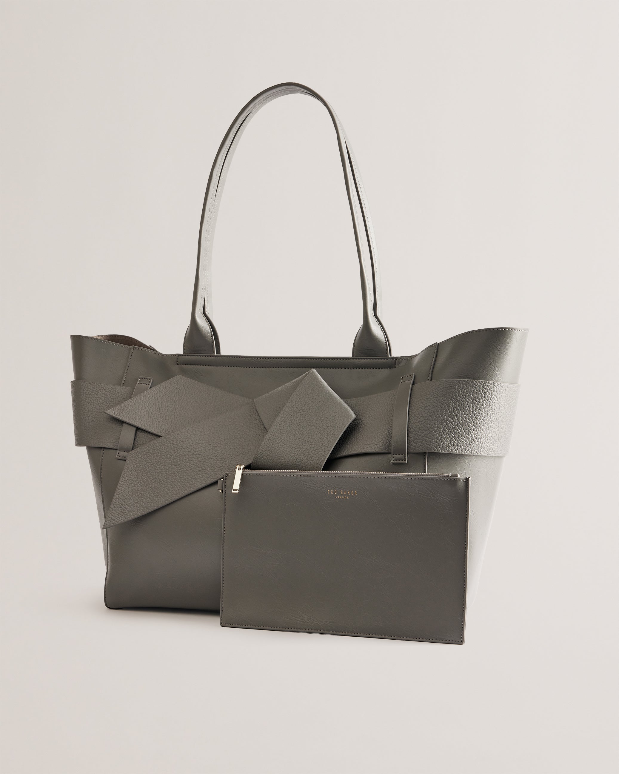 Jimma Large Knot Bow Tote Mid-Grey