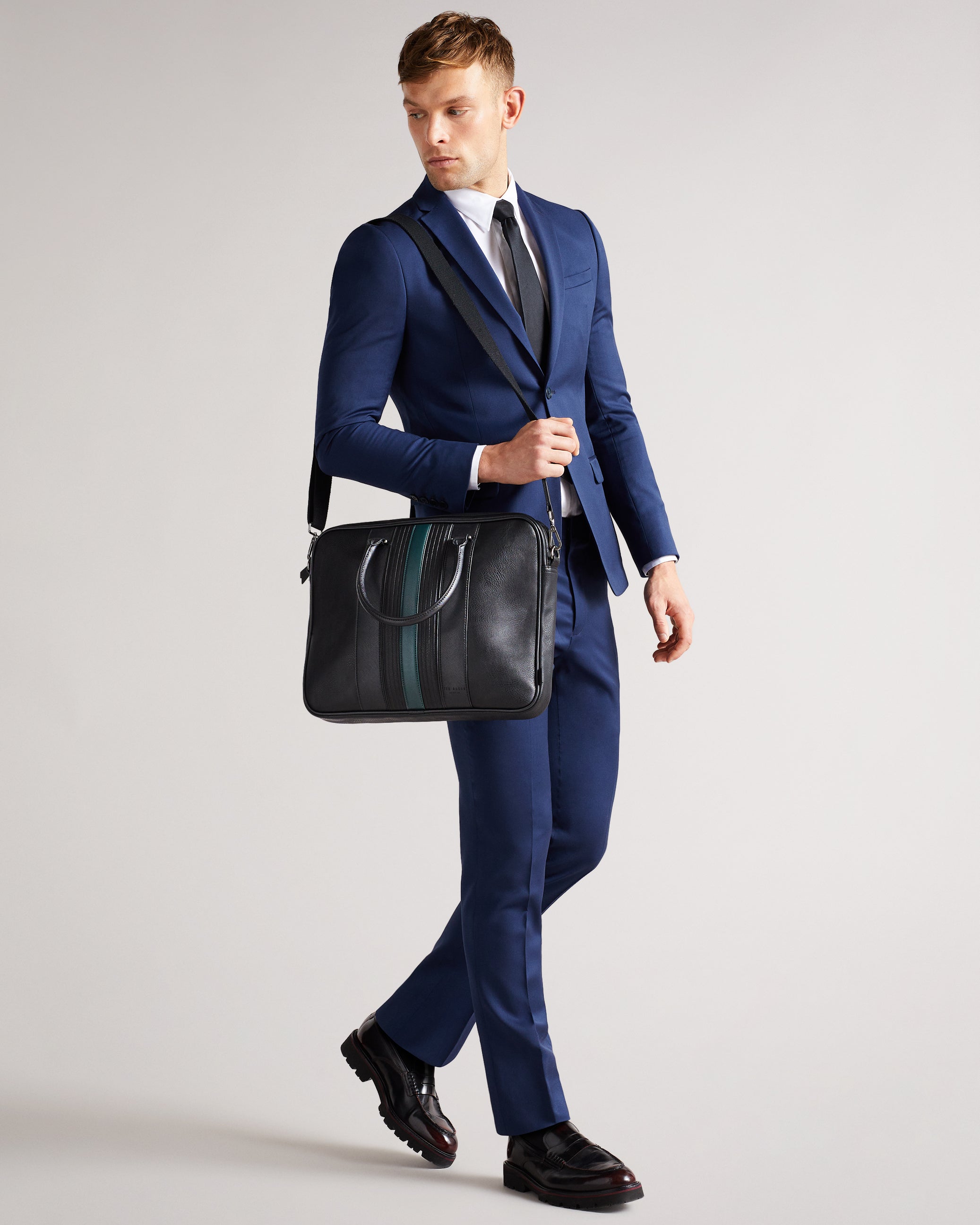Nevver Striped Pu Document Bag Black