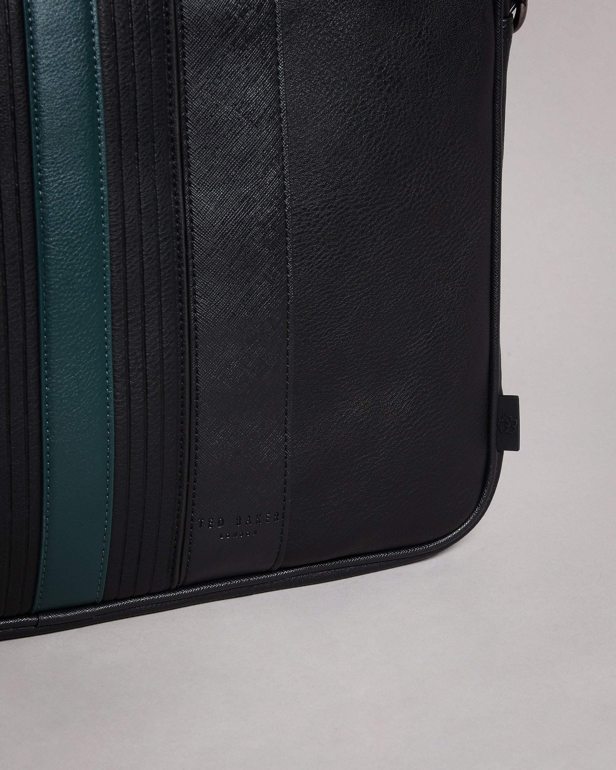 Nevver Striped Pu Document Bag Black