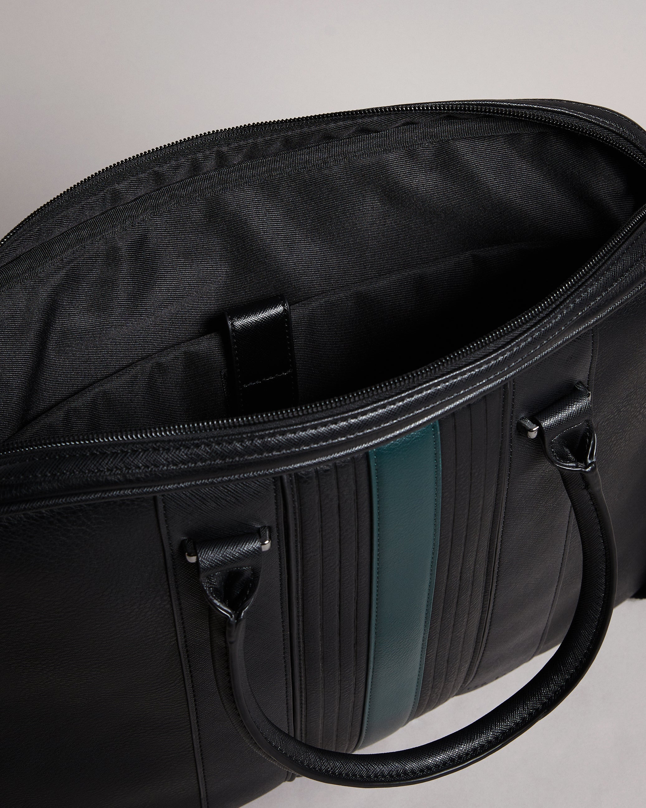 Nevver Striped Pu Document Bag Black