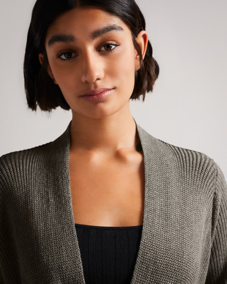 Fllorie Oversized Fringed Cardi Mid-Grey