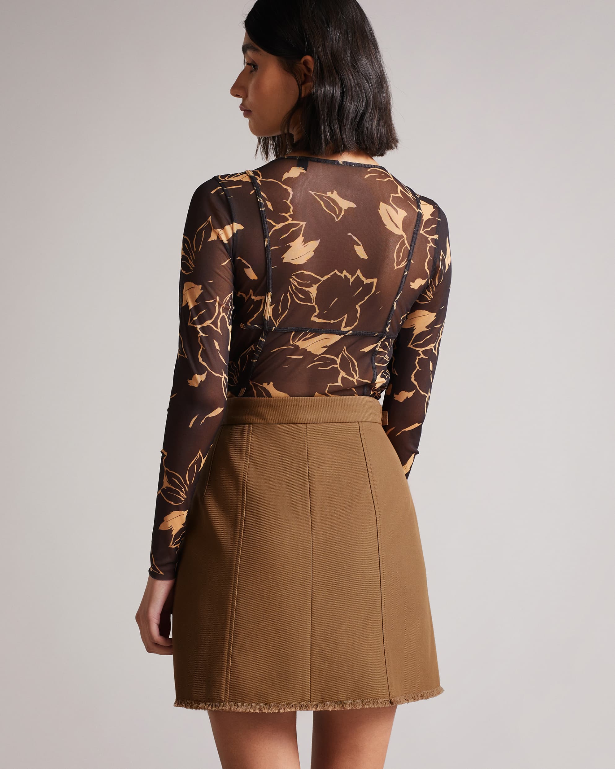 Laigha Utility Twill Mini Skirt Brown