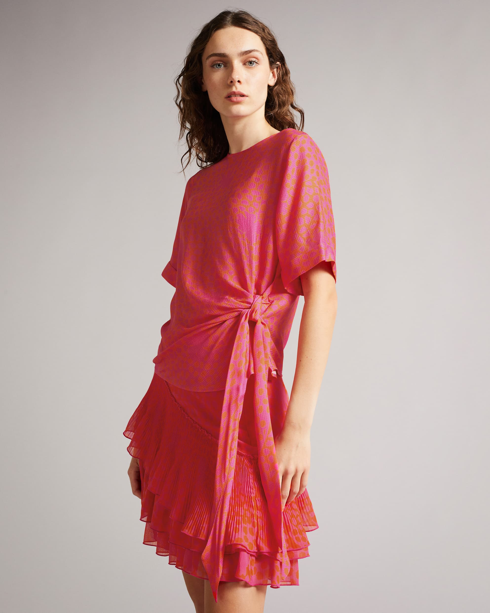 Merrick Integral Tie Front Shirt Deep-Pink