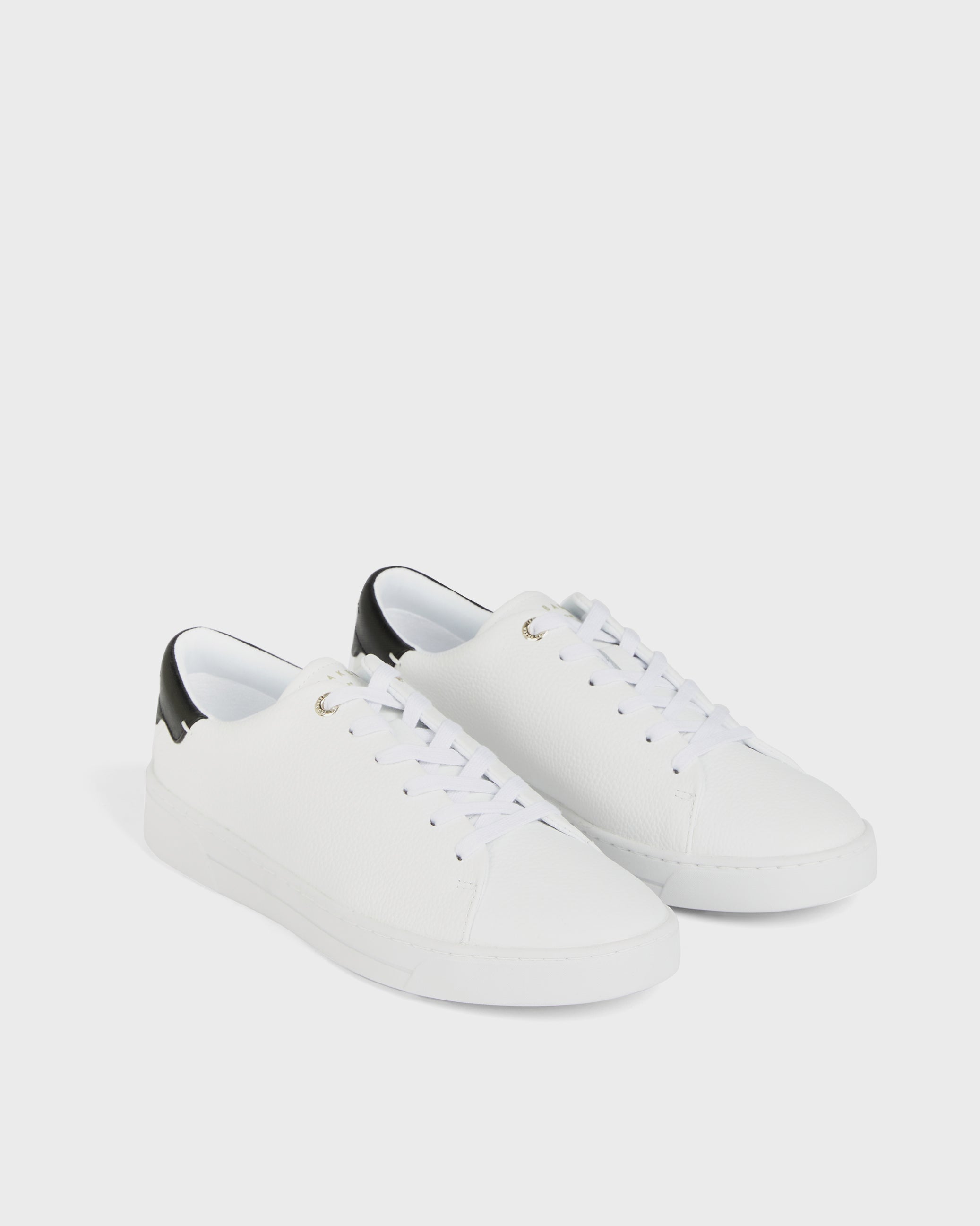Kimmii Tumbled Leather Trainers Shoes White-Blk